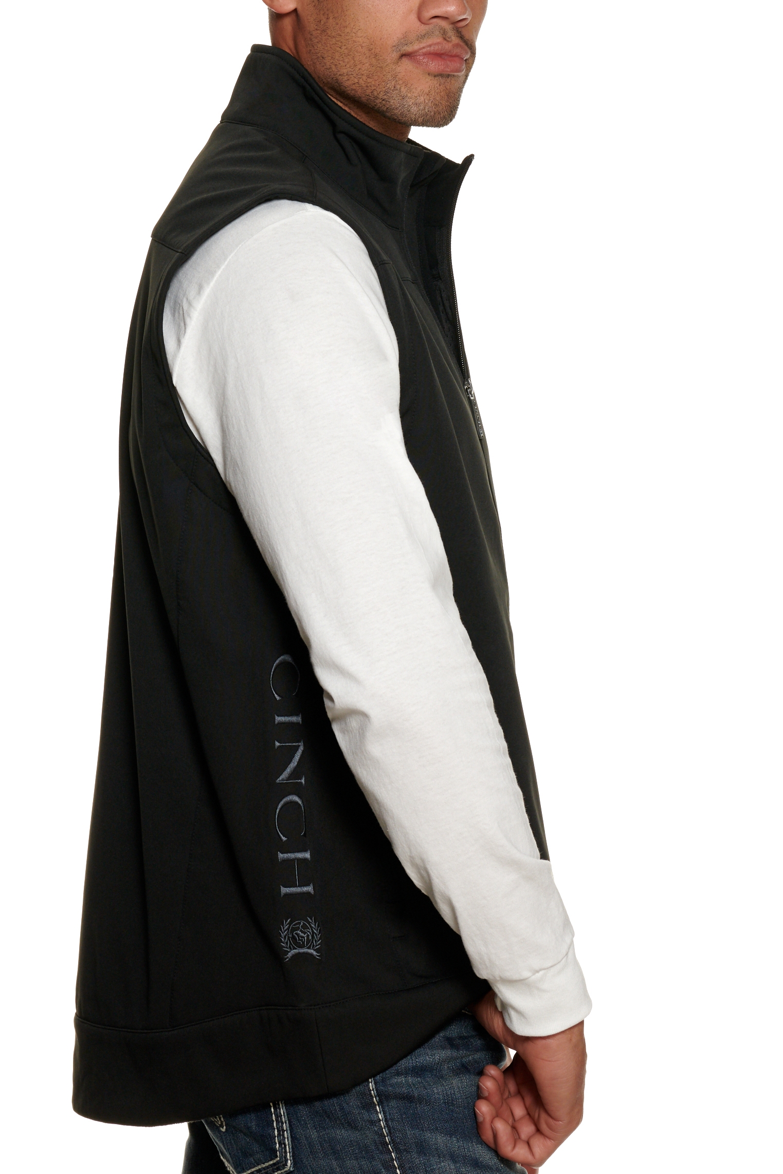 Cinch Men's Black & Gray Logo Bonded Vest - Image 1