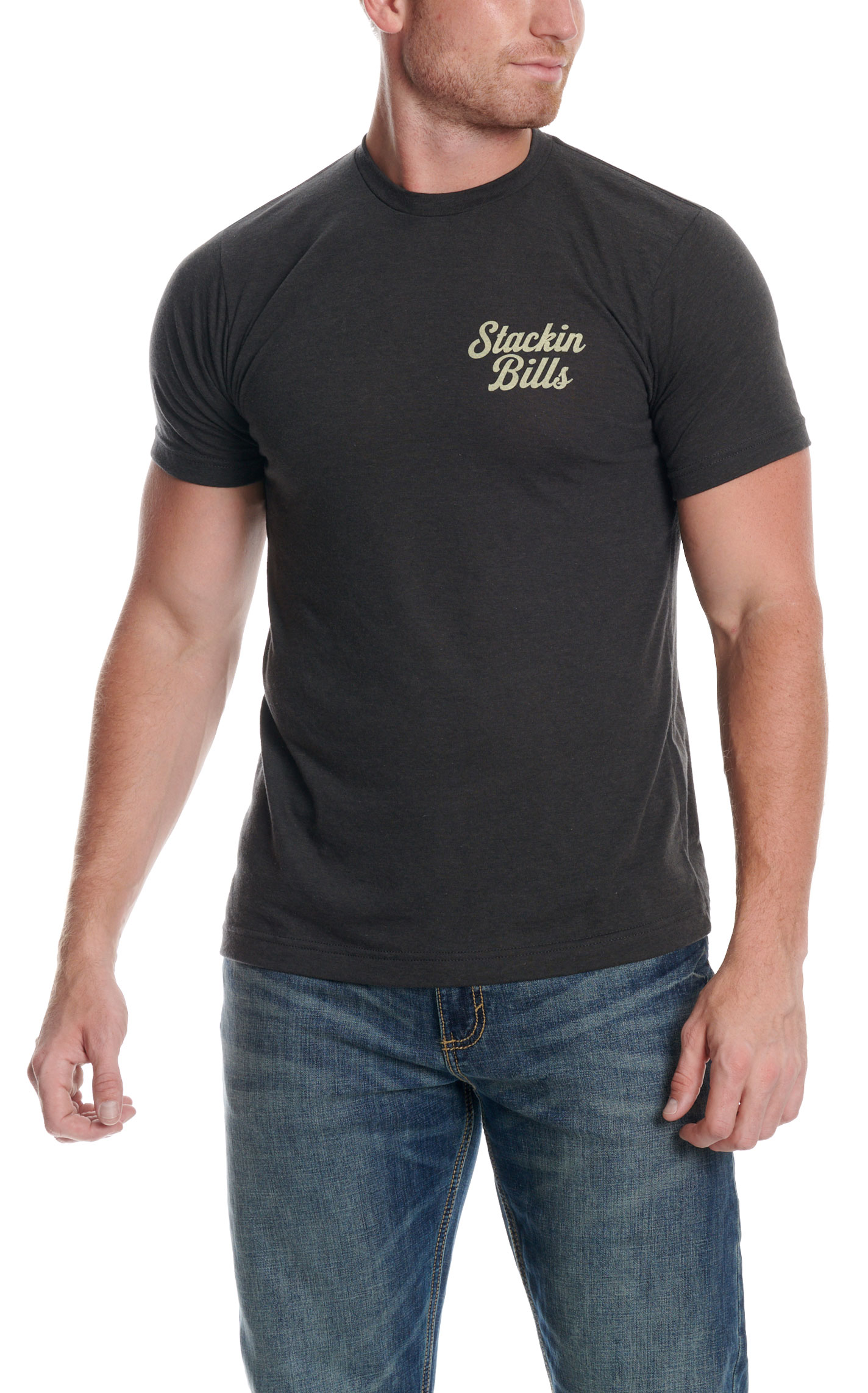 Stackin Bills Men's Gray Indian Logo T-Shirt - Image 2
