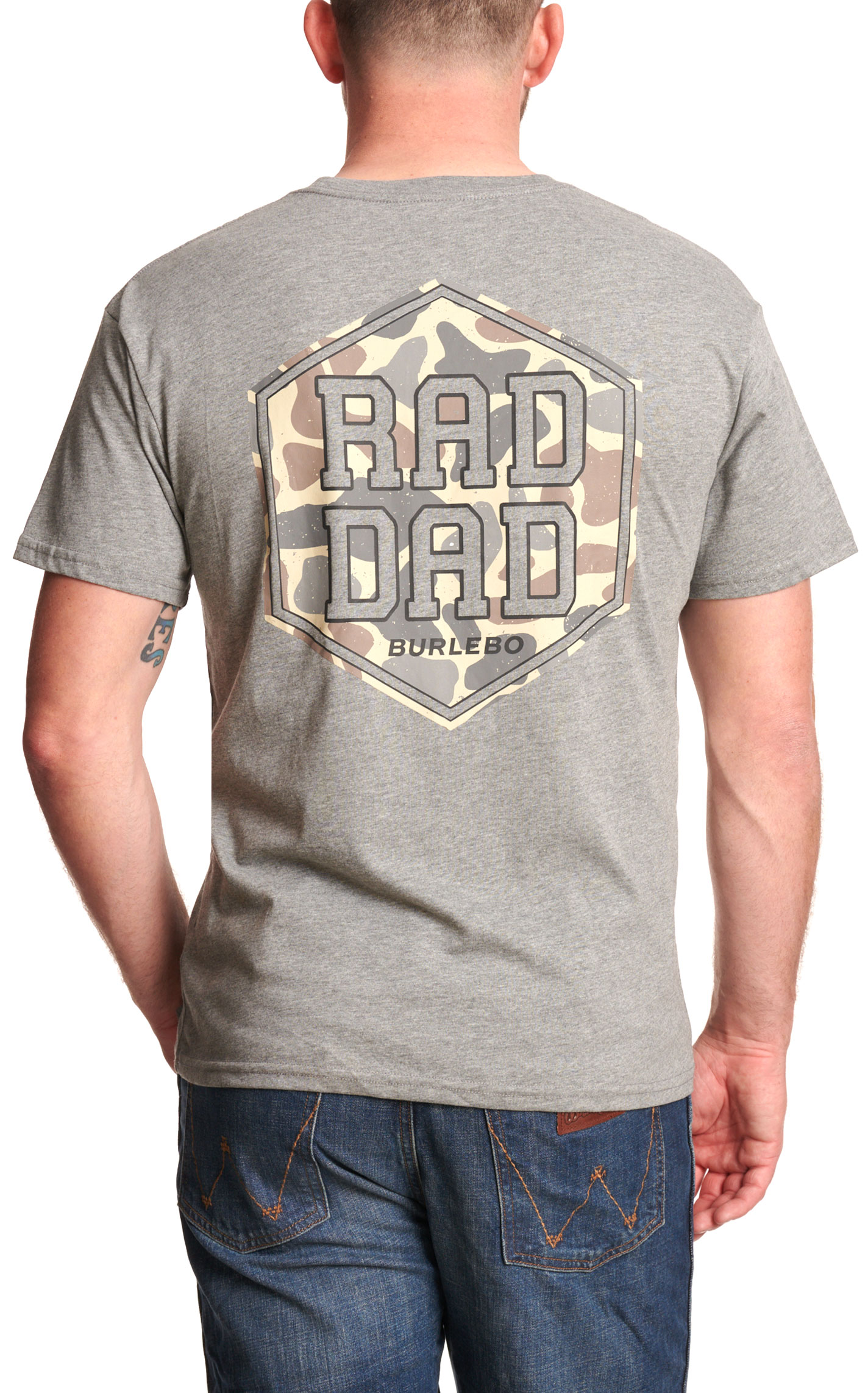 Burlebo Men's Gray Rad Dad Deer Camo Pocket T-Shirt - Image 1