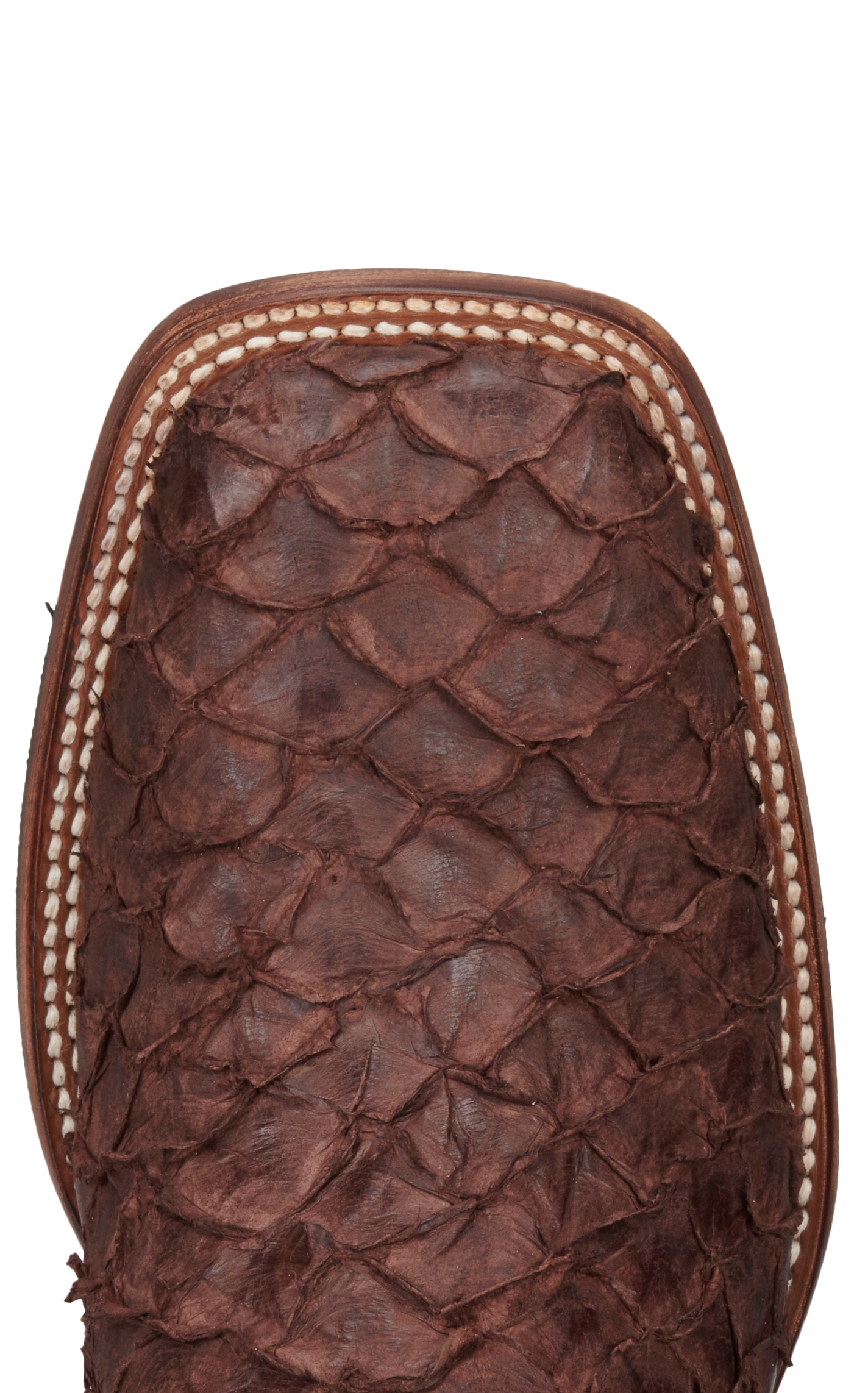 Cavender's Men's Bonham Cigar Pirarucu and Chocolate Wide Square Toe Exotic Cowboy Boots - Image 1