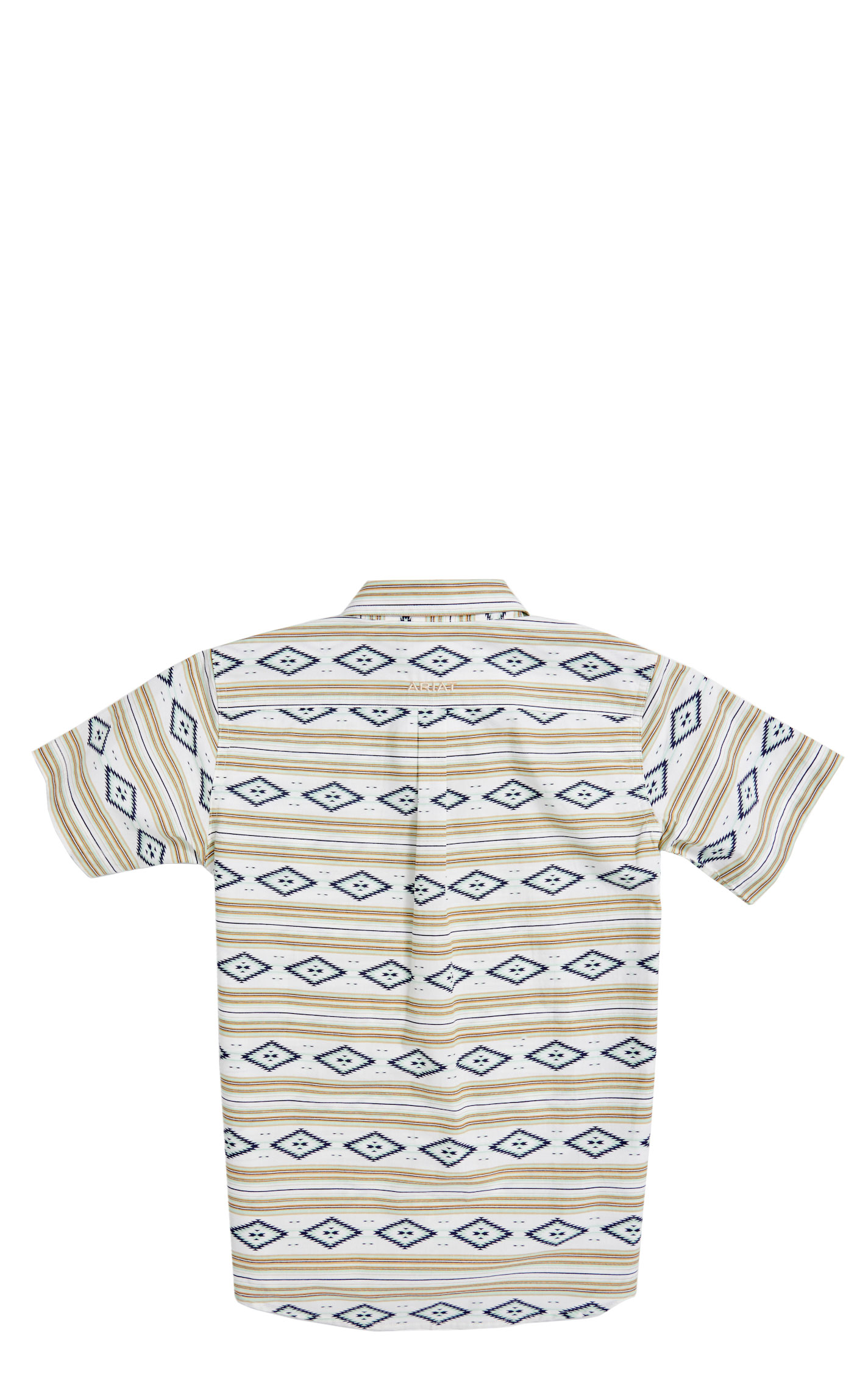 Ariat Boy's Christopher Spring Green Aztec Striped Western Shirt - Image 1