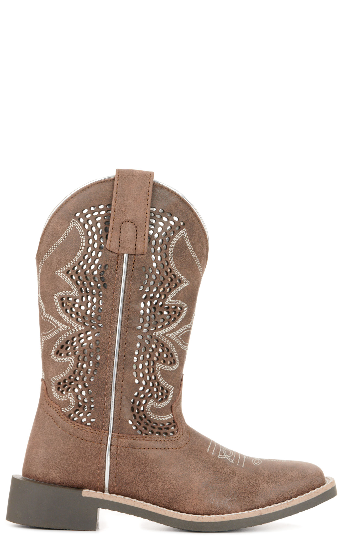 Smoky Mountain Kids Willow Chocolate with Silver Inlay Wide Square Toe Cowboy Boots - Image 1