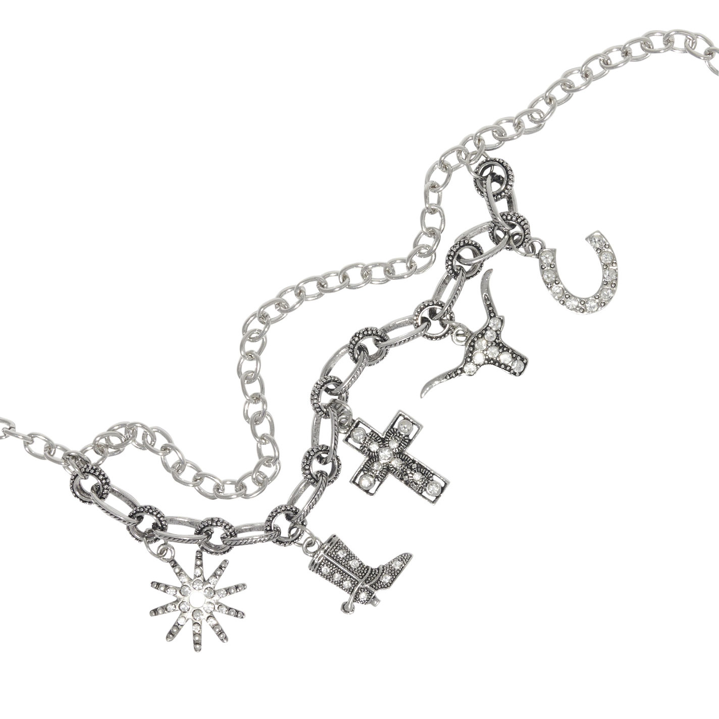 Rockin' C Silver Western Bling Charms Boot Chain - Image 1