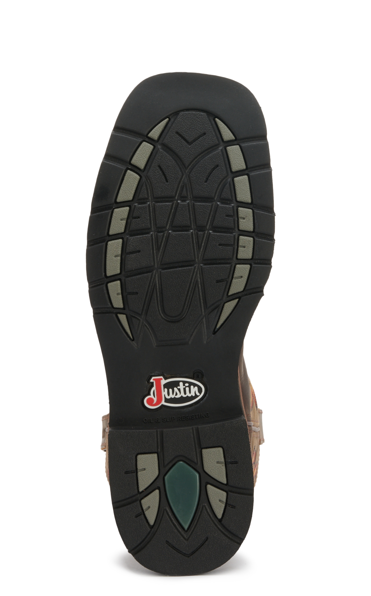 Justin Men's Stampede Driller Dark Brown Square Steel Toe Work Boot - Image 1
