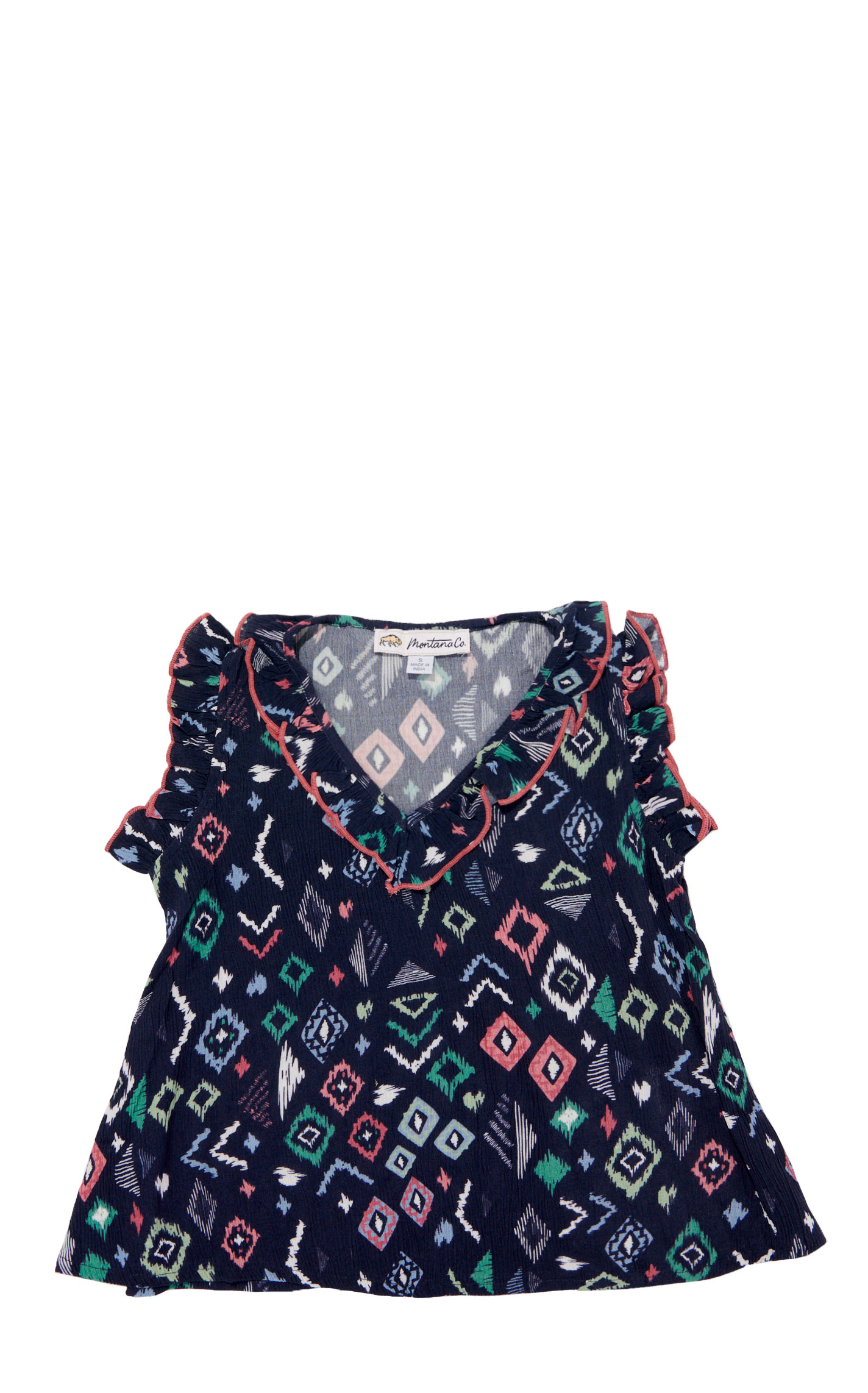 Montana Clothing Girl's Navy Blue Aztec Print Top - Image 1