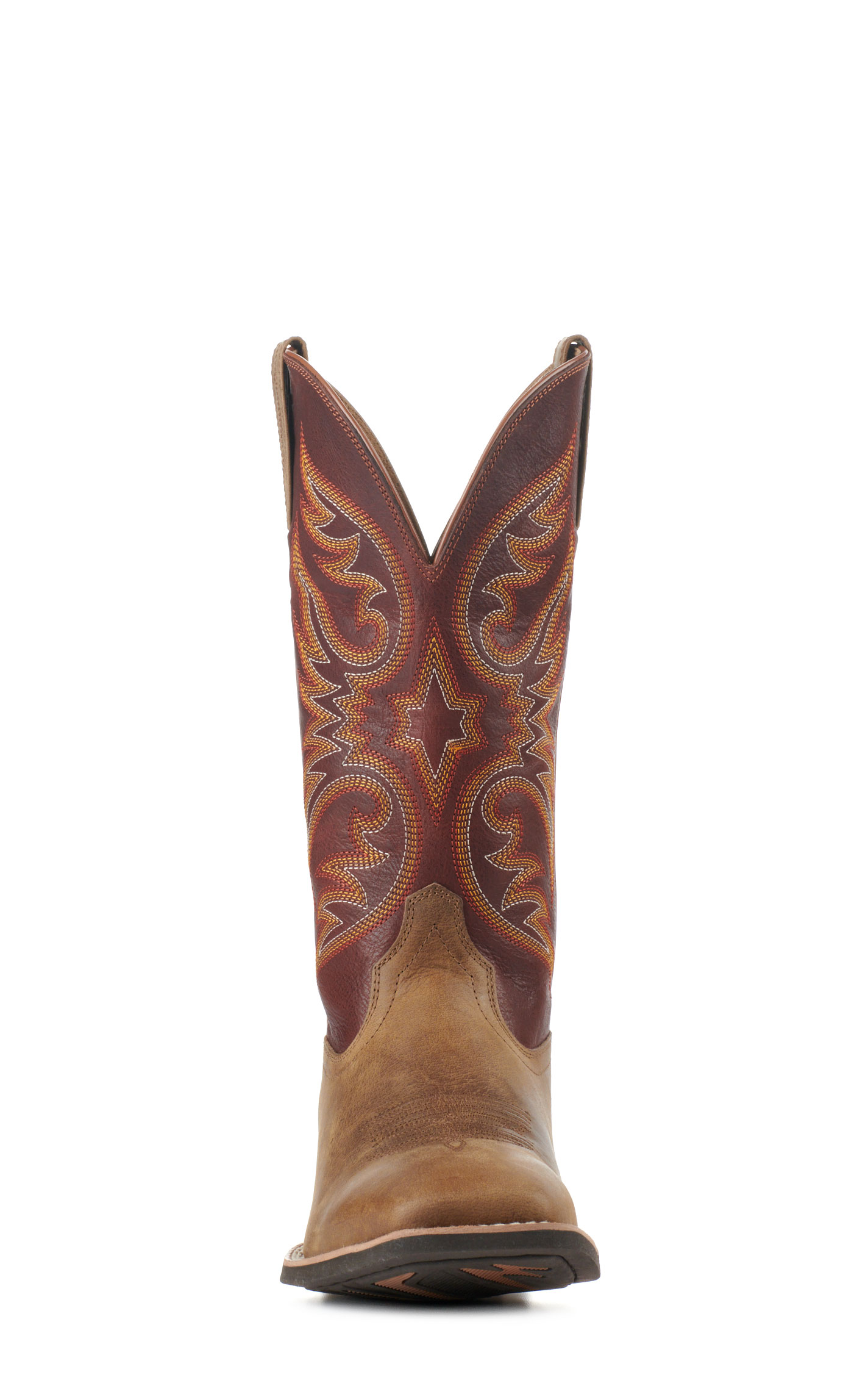 Ariat Men's Ricochet Sandstorm Tan and Chestnut SmartLite Wide Square Toe Cowboy Boots - Image 1