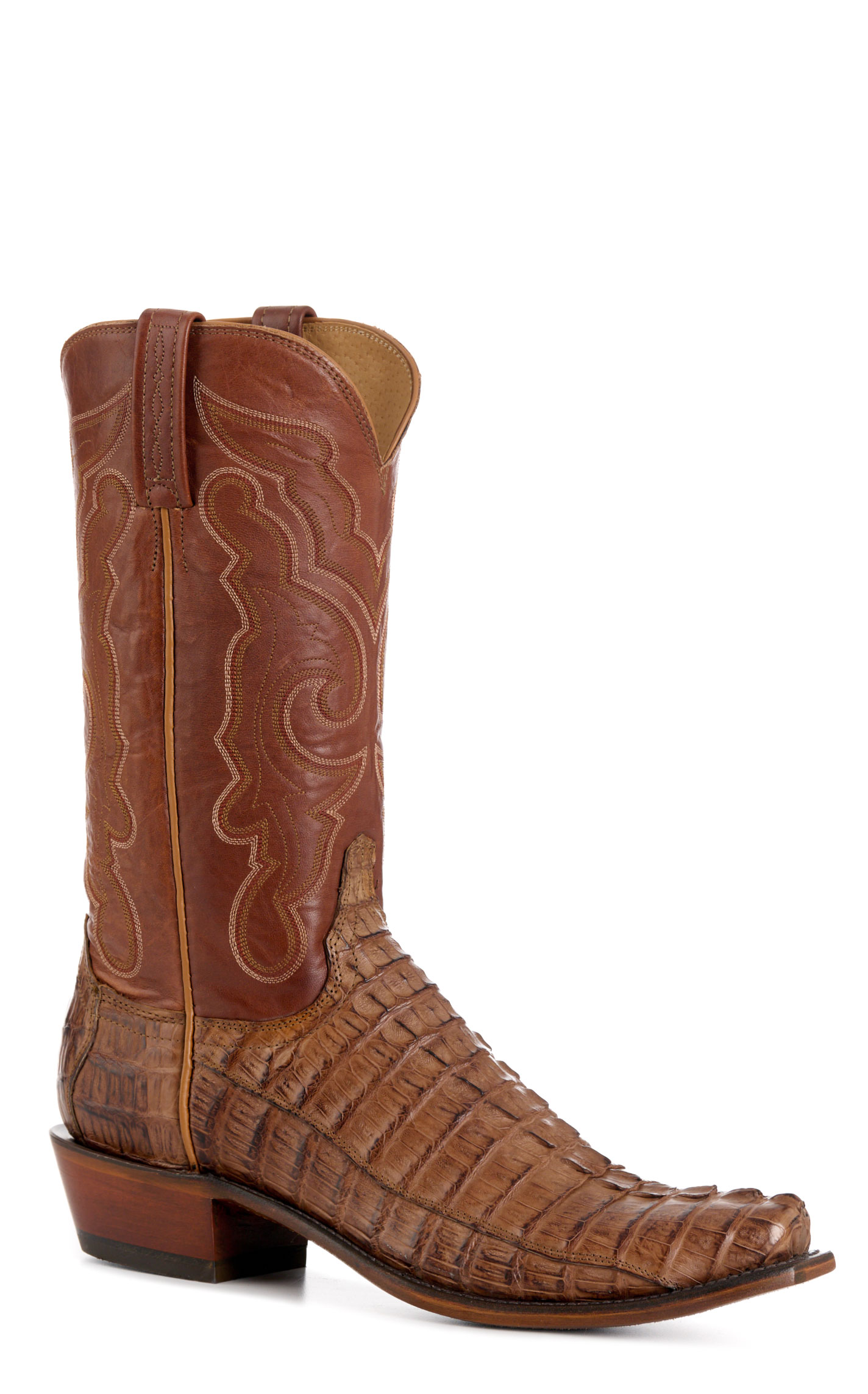 Lucchese Men's Tawny Franklin Hornback Caiman Leather Narrow Square Toe Boots - Image 1