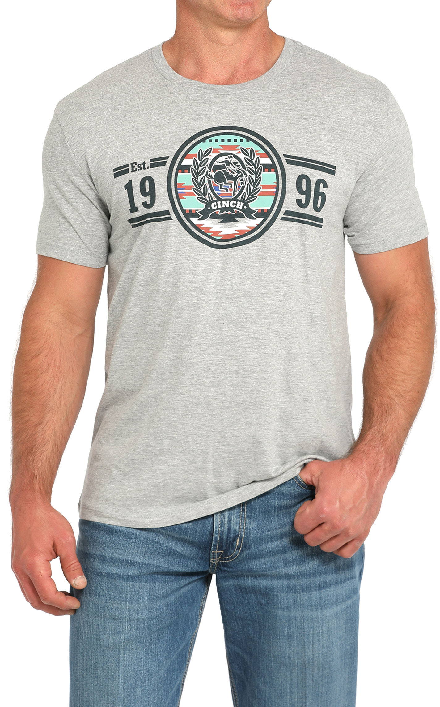 Cinch Men's Gray Cinch 1996 Graphic T-Shirt - Image 1