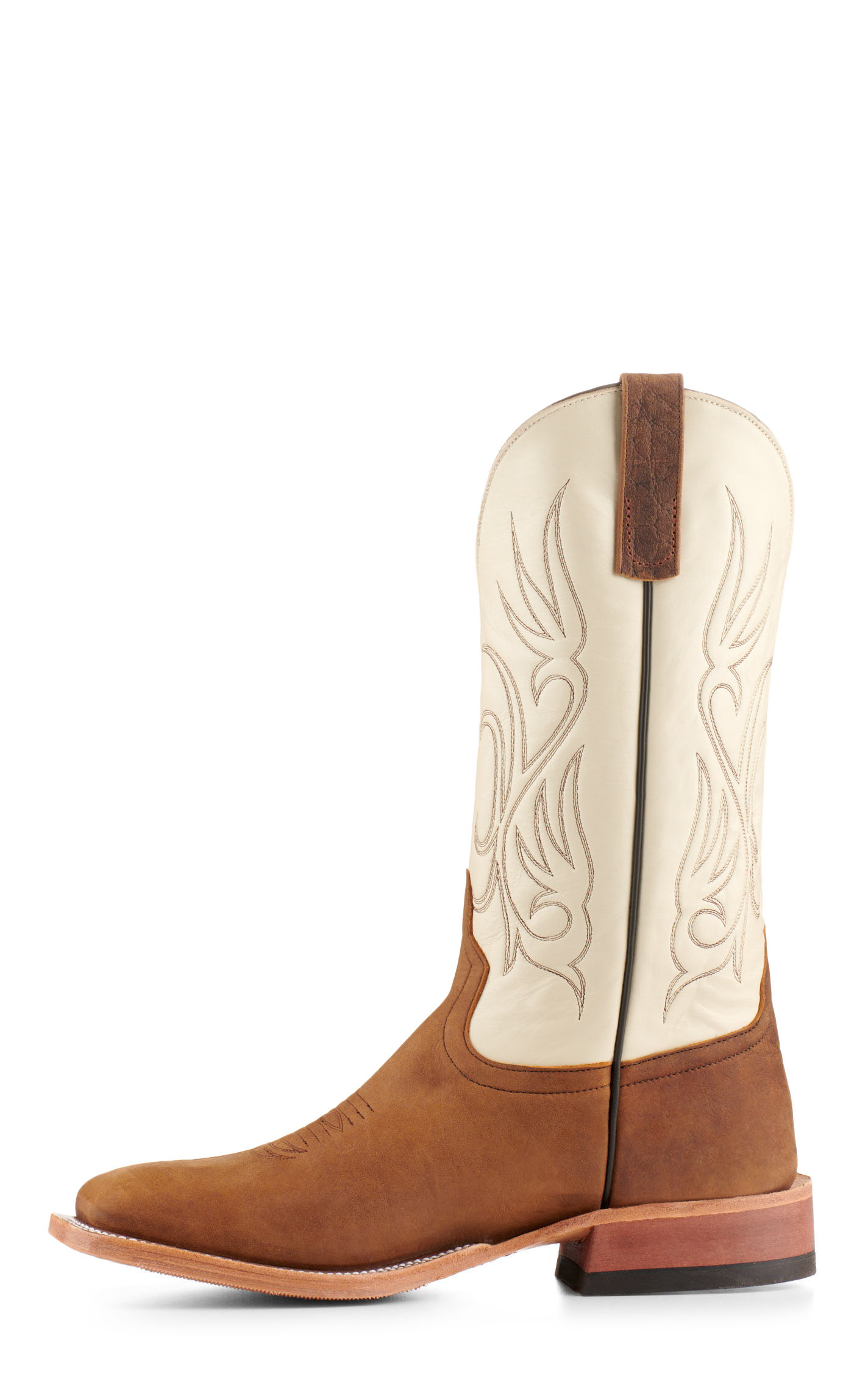 Anderson Bean Men's Natural Brown Bison and Bone Hybrid Sole Wide Square Toe Cowboy Boots - Image 1