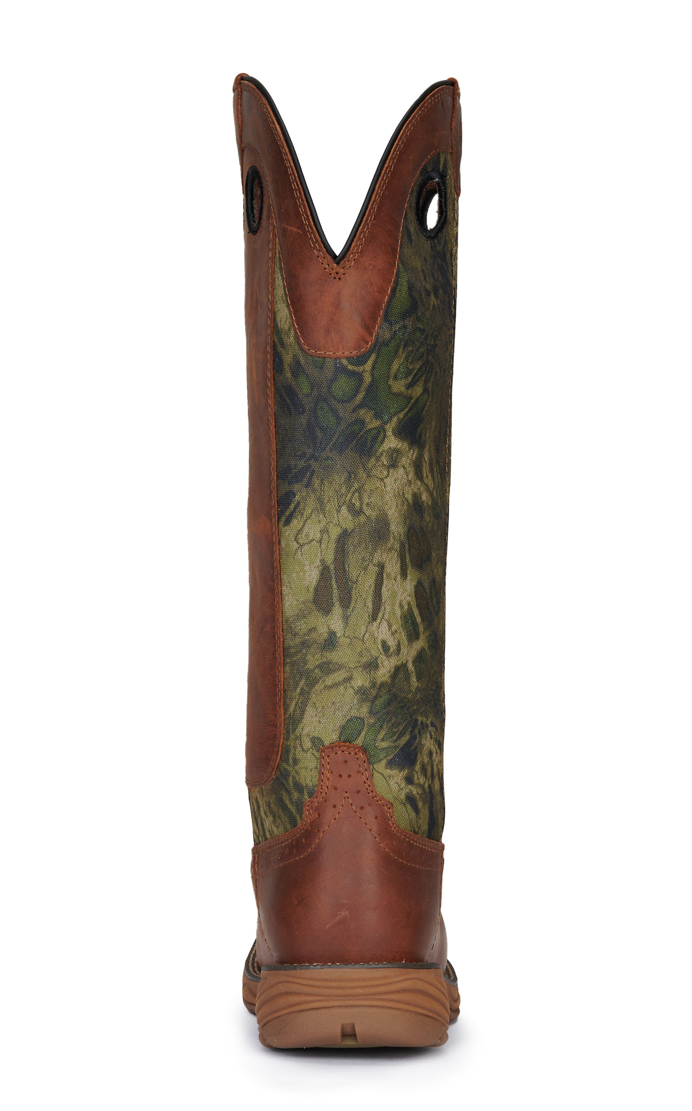 Justin Men's Strike Russet Brown and Camo EH Wide Square Toe Snake Boots - Image 1