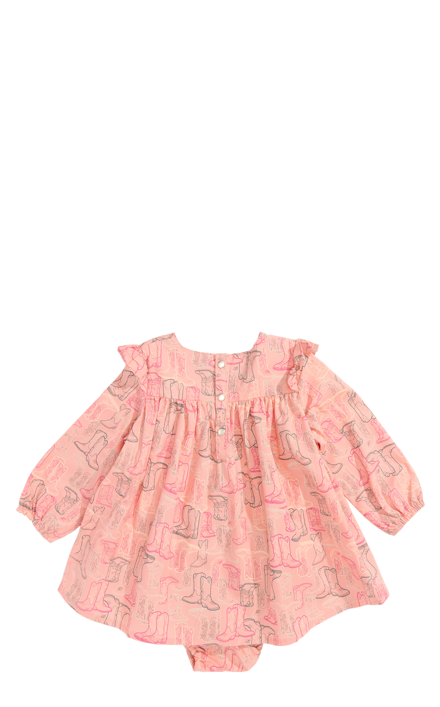 Wrangler Infant Girl's Peach & Colorful Boot Print Dress (Matching Diaper Cover) - Image 1