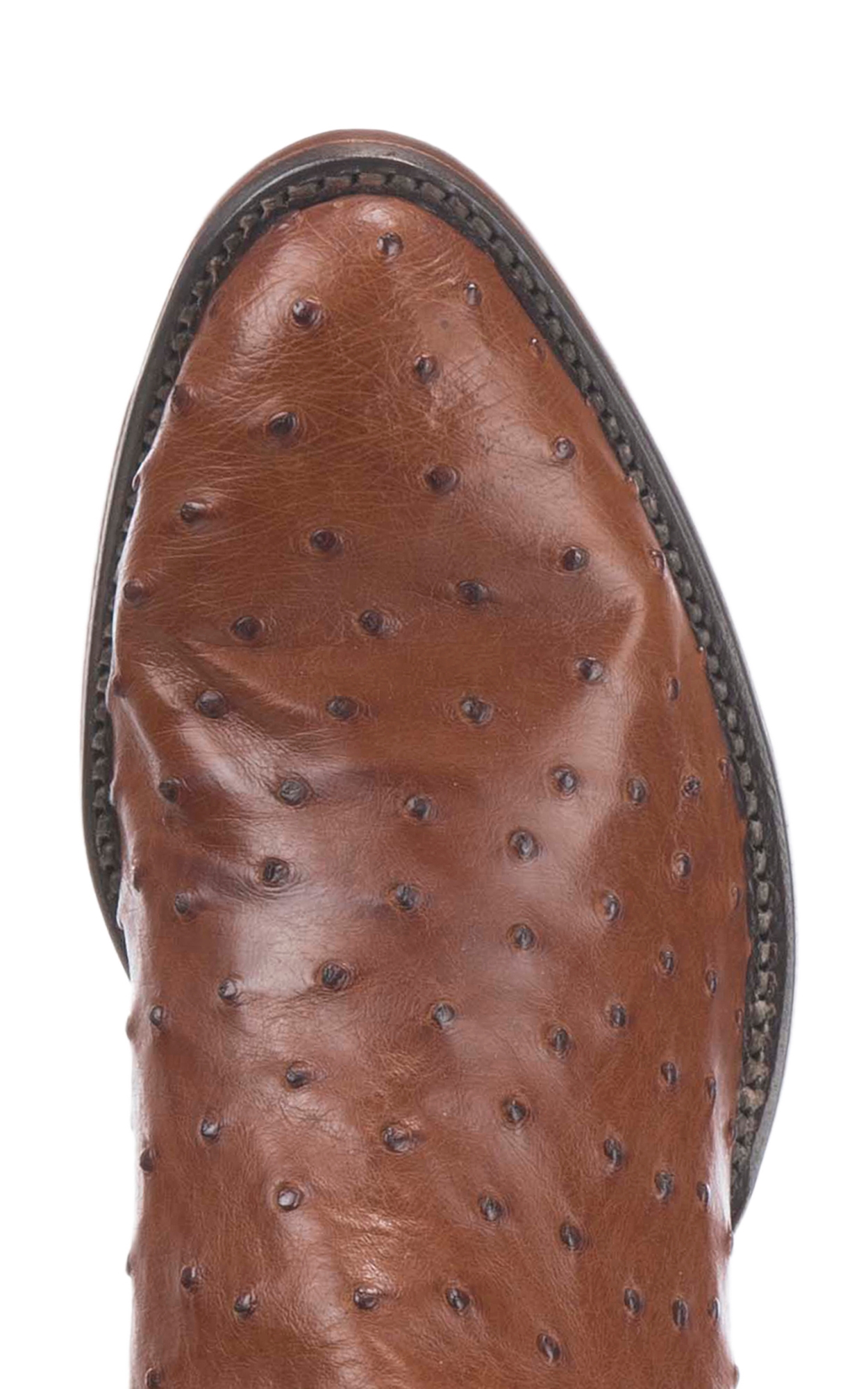 Lucchese Men's Barnwood Tan and Brown Full Quill Ostrich R-Toe Exotic Cowboy Boots - Image 1