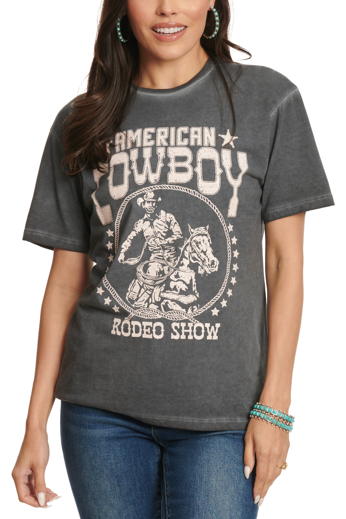 Refined Canvas Women's Navy-Black American Cowboy Graphic T-Shirt - Image 1