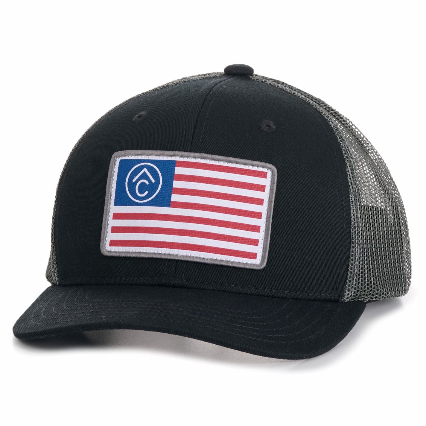 Rafter C Men's Black & Gray American Flag Logo Patch - Image 1