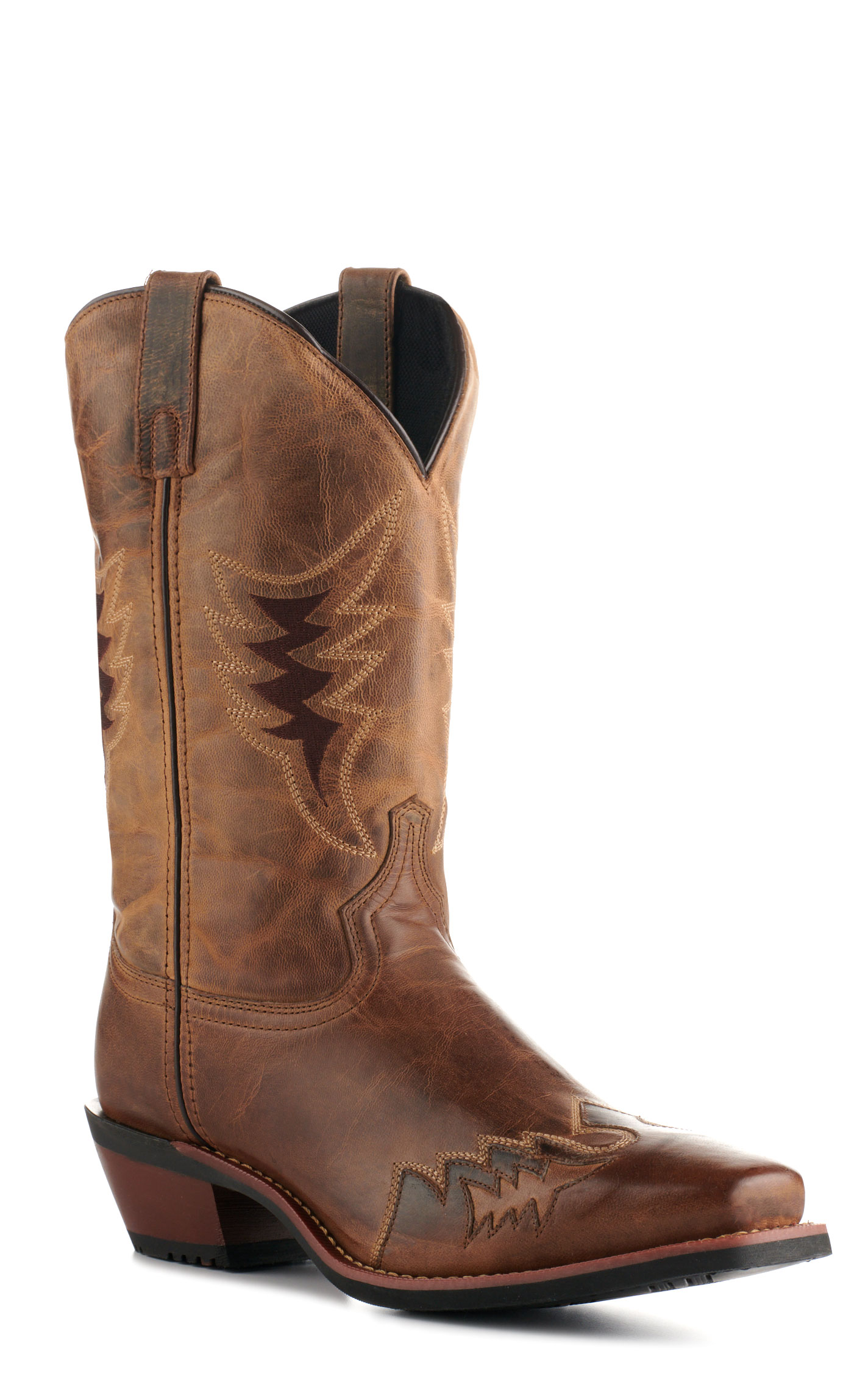 Laredo Men's Williams Tan with Overlay Punchy Square Toe Cowboy Boots - Image 1