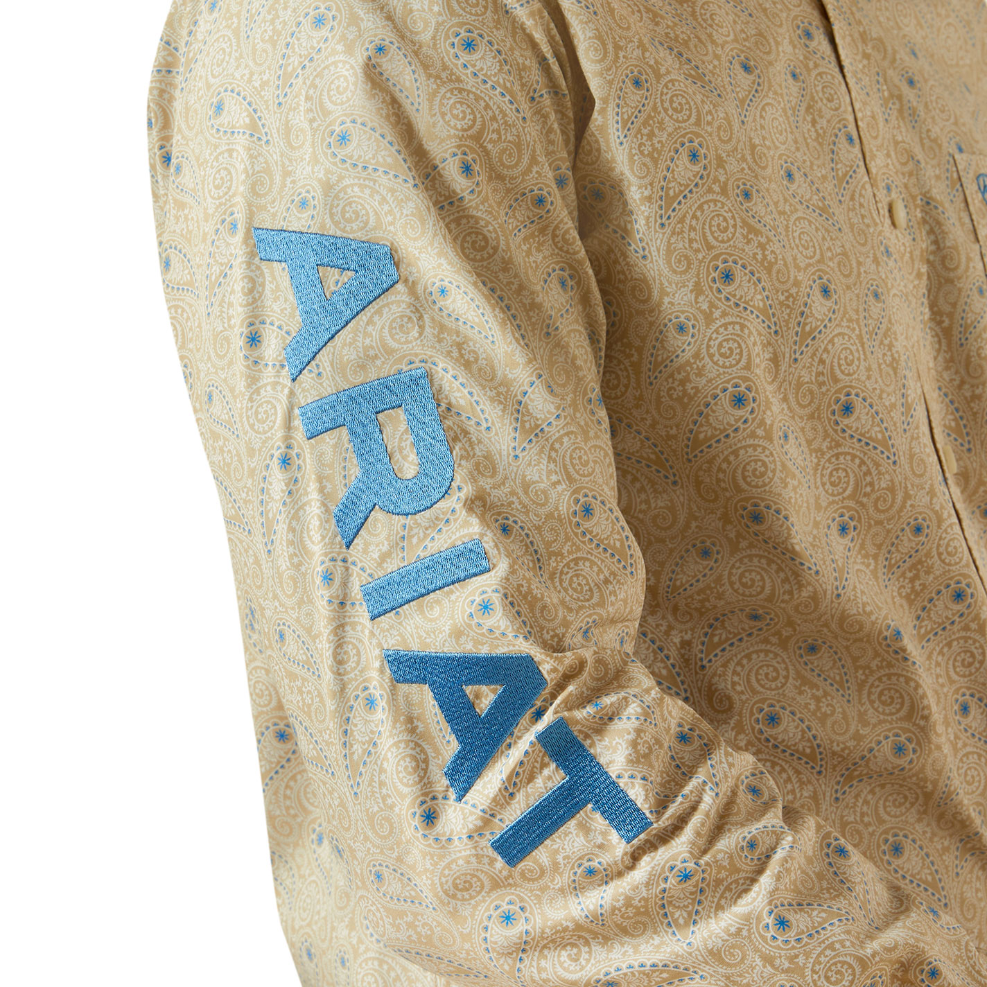 Ariat Men's Alder Team Khaki Paisley Embroidered Logo Western Shirt - Image 1
