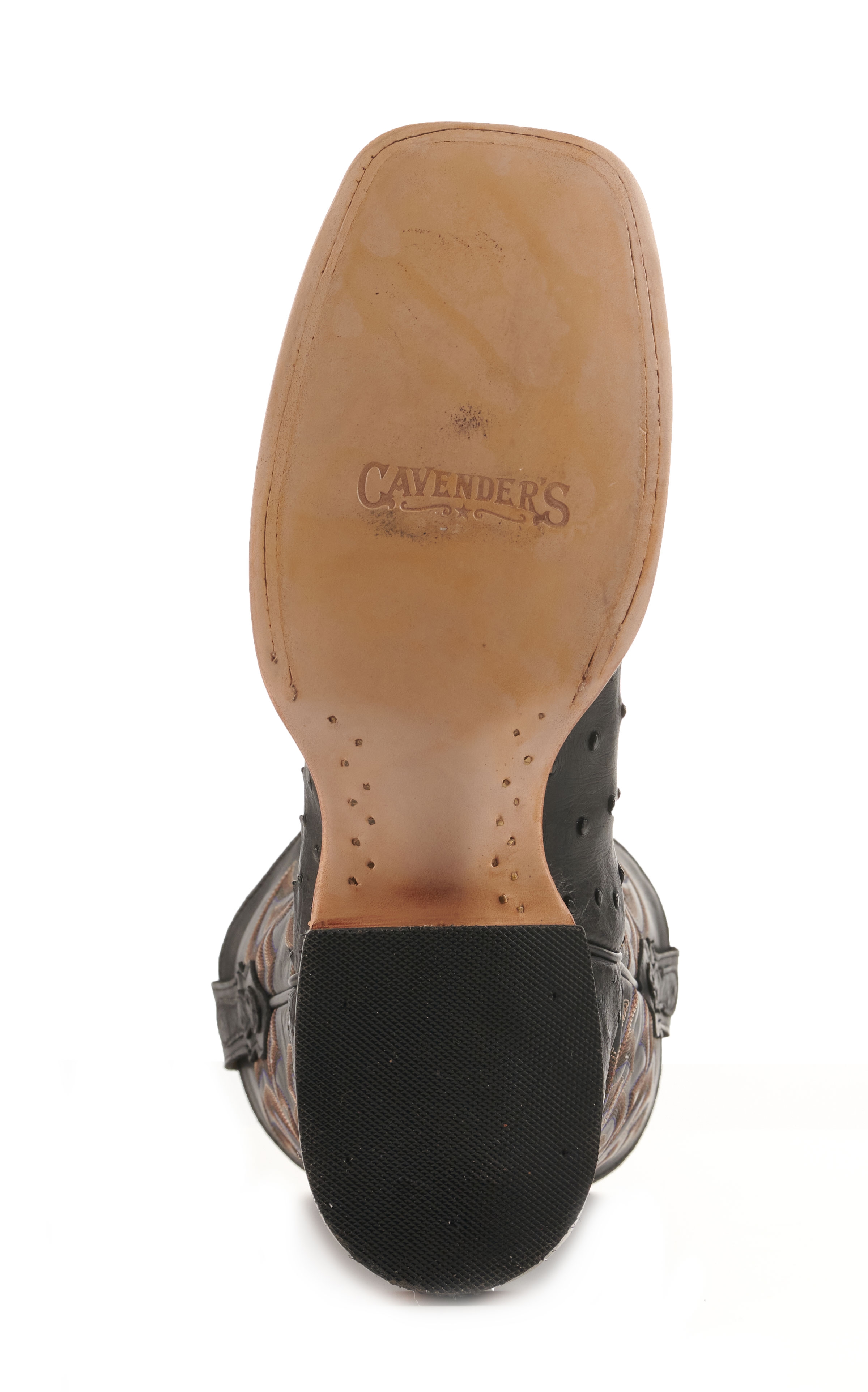 Cavender's Men's Black Full Quill Ostrich Rafter C Wide Square Toe Exotic Cowboy Boots - Image 1