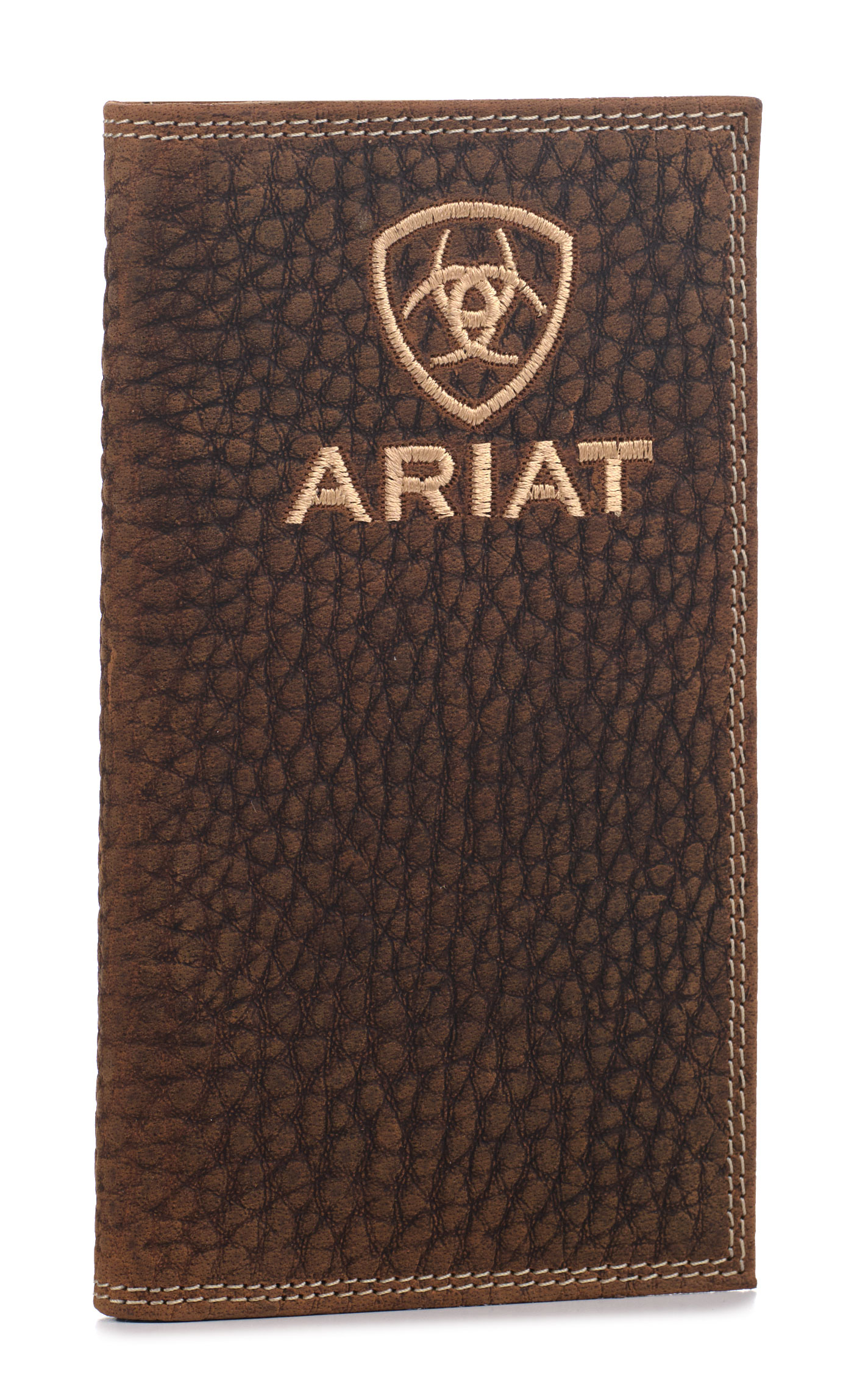 Ariat Men's Rich Latte Bullhide & Shield Logo Rodeo Wallet - Image 1