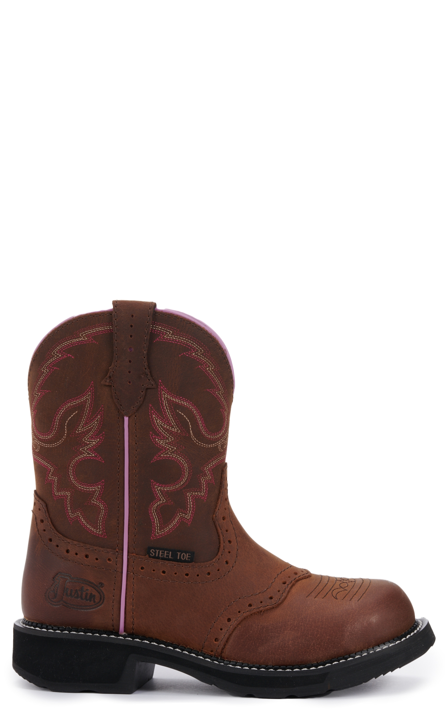 Justin Women's Gypsy Collection Wanette Aged Bark Brown Round Steel Toe Work Boot - Image 1
