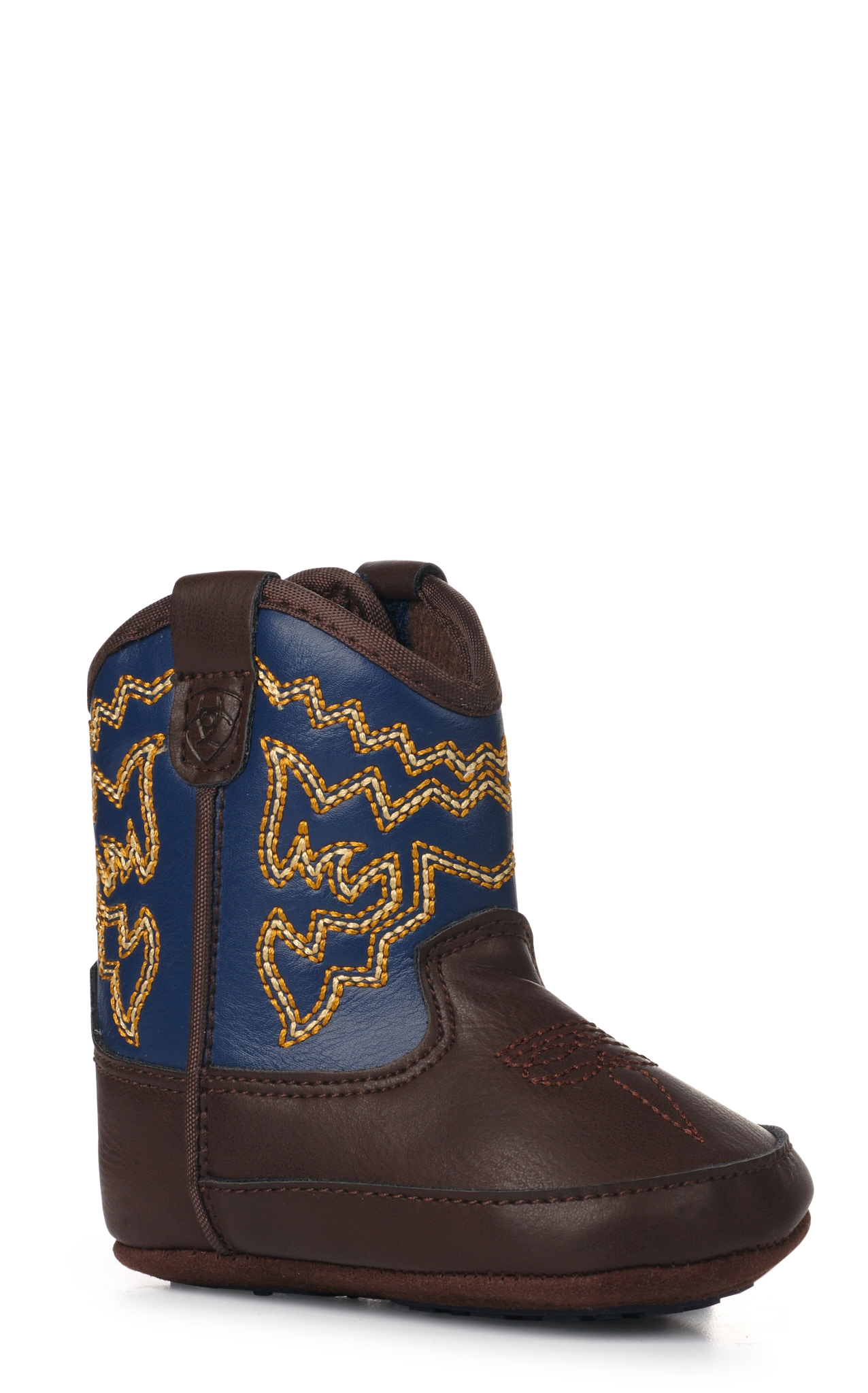 Ariat Infants Lil' Stompers Deadwood Brown with Navy Western Bootie - Image 1
