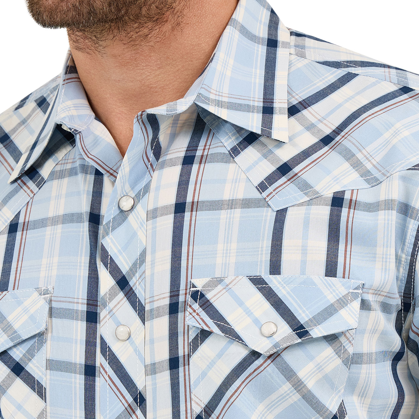 Wrangler Men's 20X Cornflower Plaid Western Shirt - Image 1