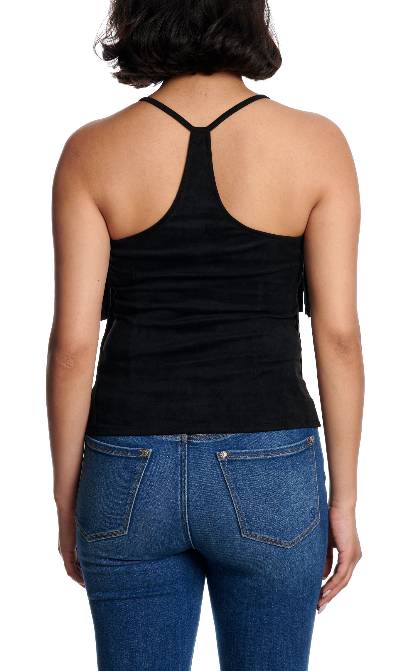 Blue B Women's Black Fringe Cami-Tank Top - Image 1