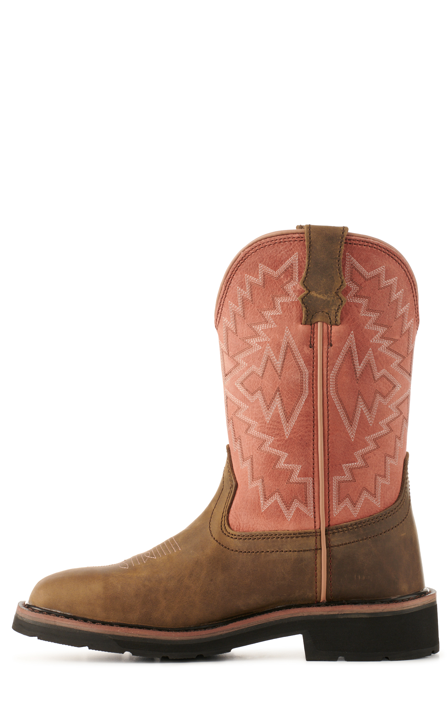 Wolverine Women's Rancher Arrow Brown and Rose Waterproof Wide Square Steel Toe Work Boots - Image 2
