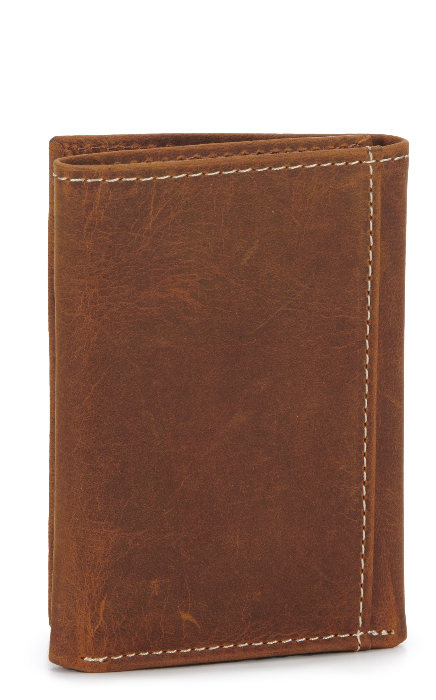 Ariat Brown with Embossed Shield Logo Tri-Fold Wallet - Image 1