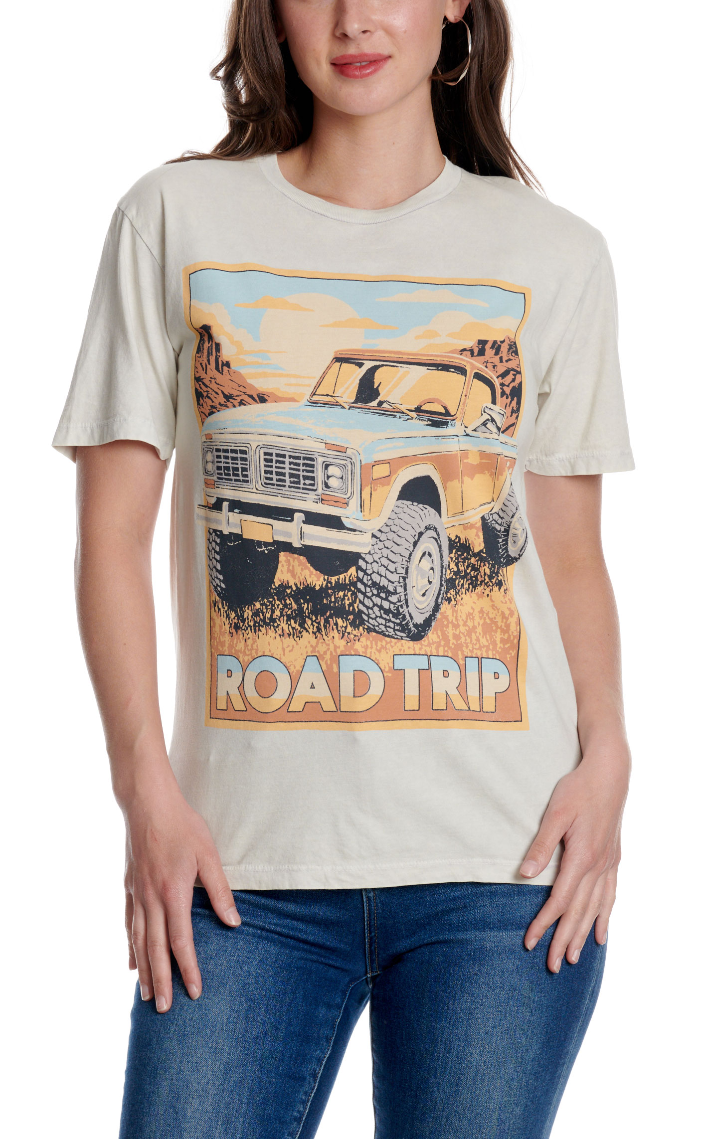 Lotus Fashion Women's Off White Road Trip Graphic T-Shirt - Image 1