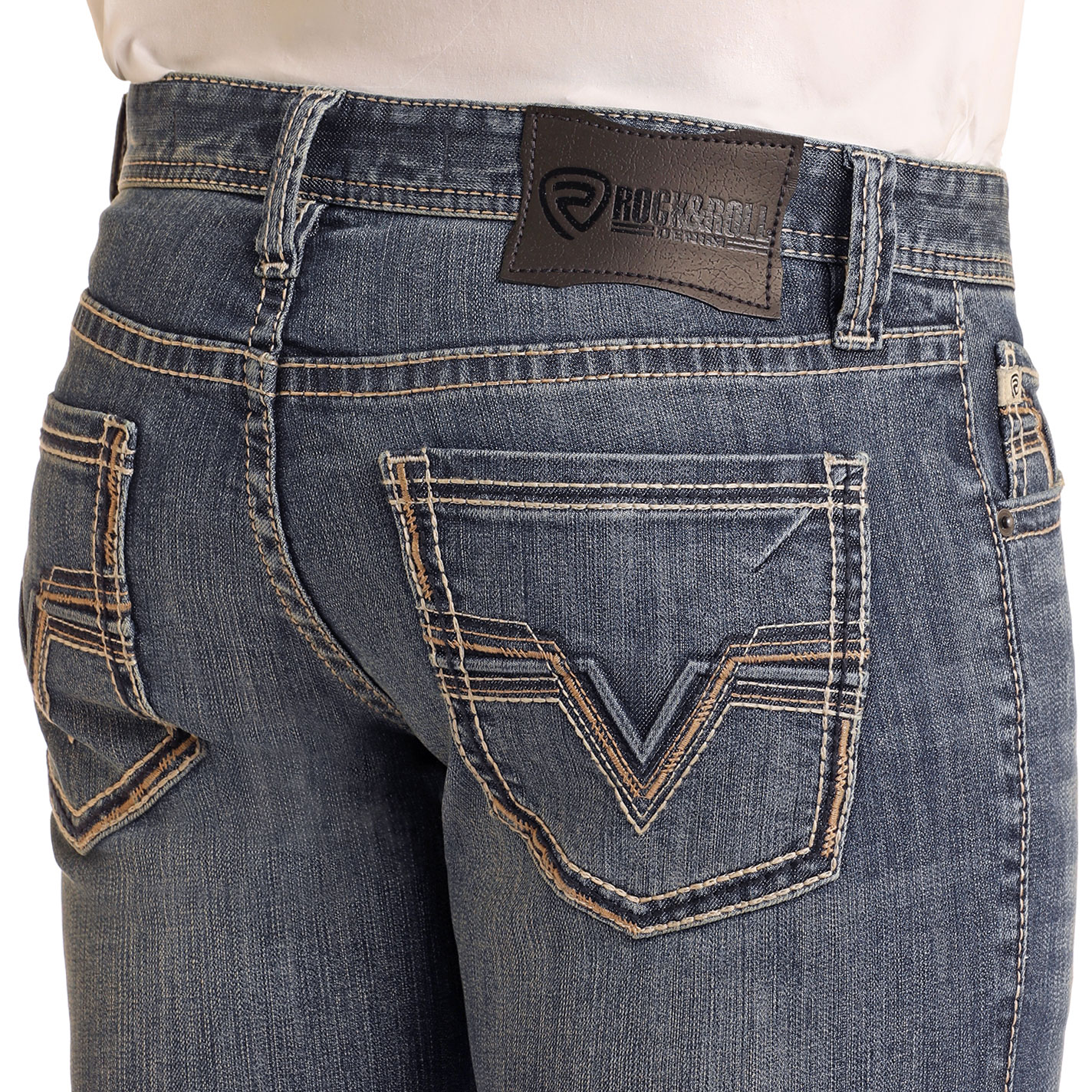 Rock & Roll Denim Men's Revolver Medium Wash Straight Jeans - Image 1