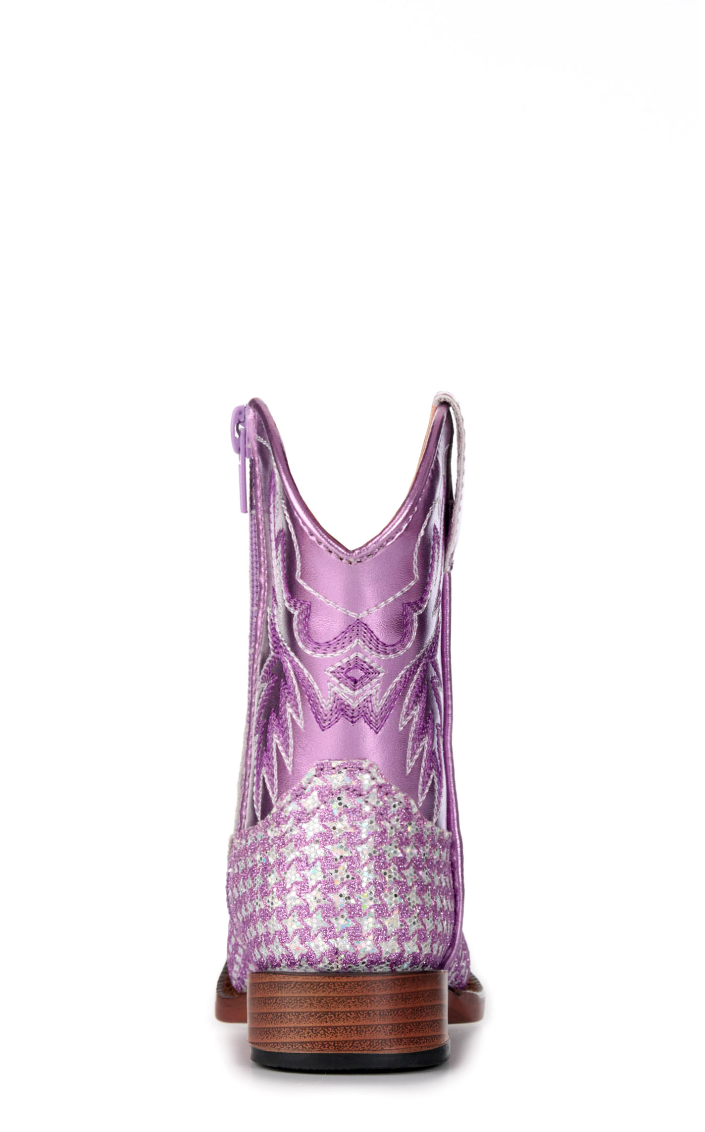 Roper Toddlers' Glitter Glam Metallic Purple Checkered Square Toe Cowboy Boots - Image 1