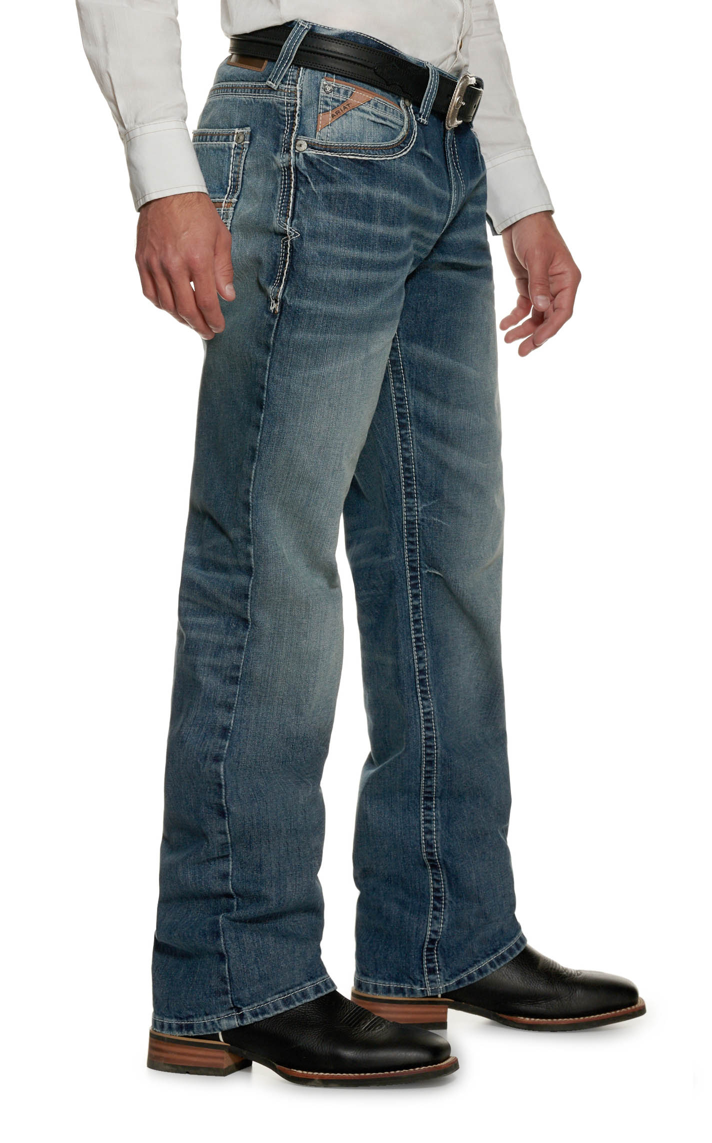 Ariat Men's M4 Low Rise Coltrane Durango Medium Wash Boot Cut Jean - Extended Sizes (42-44) - Image 1