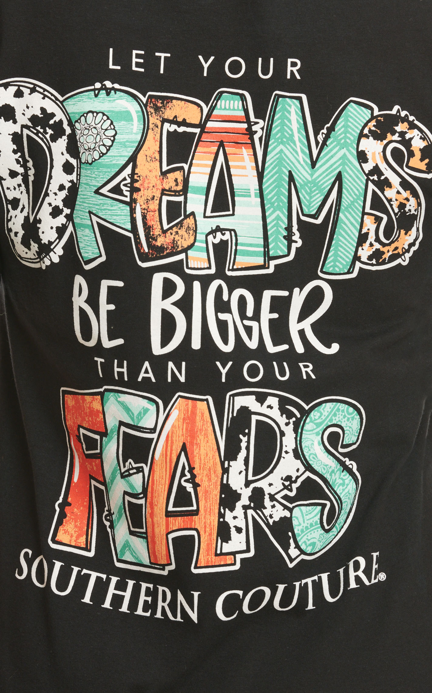 Southern Couture Women's Black Let Your Dreams Graphic Short Sleeve T-Shirt - Image 1