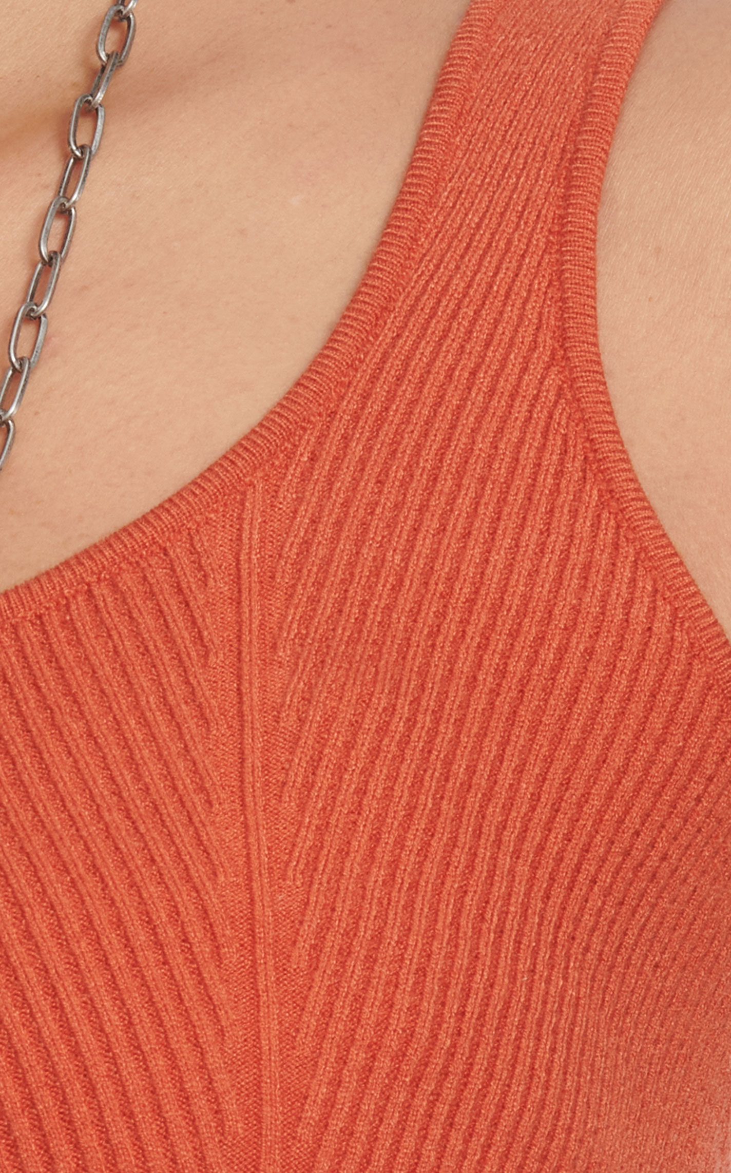 Rock & Roll Denim Women's Dark Tangerine Ribbed Sweater Tank Top - Image 1