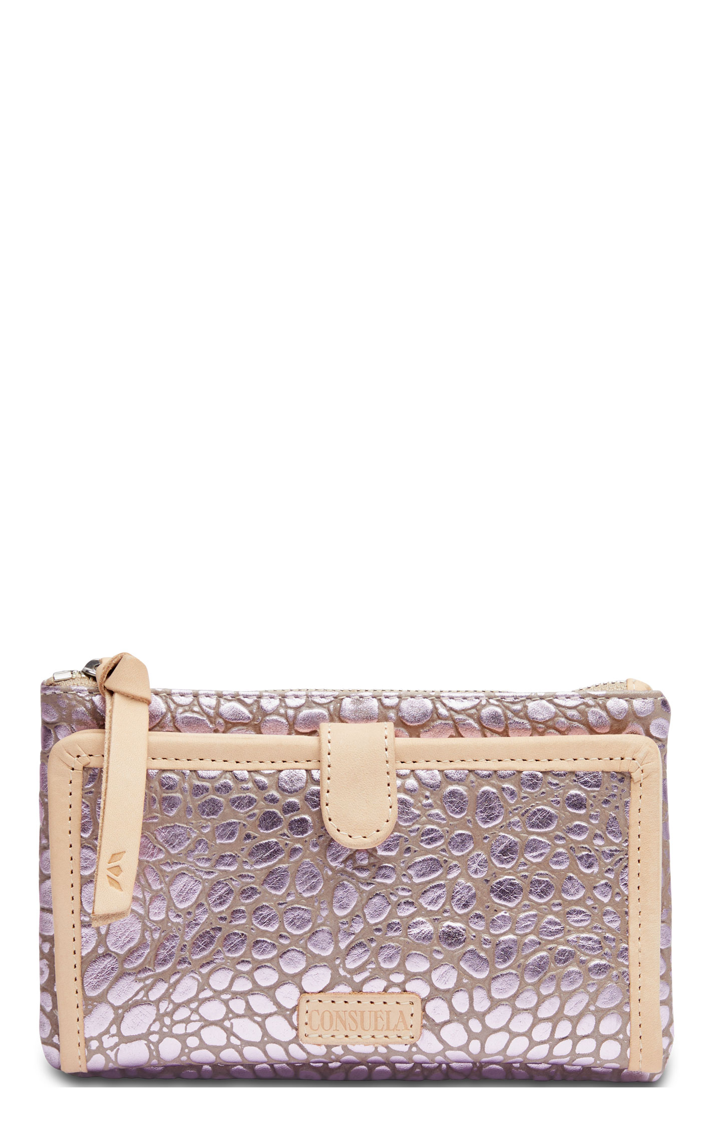 Consuela Lulu Lilac Foiled Pebbled Leather Slim Wallet - Image 1