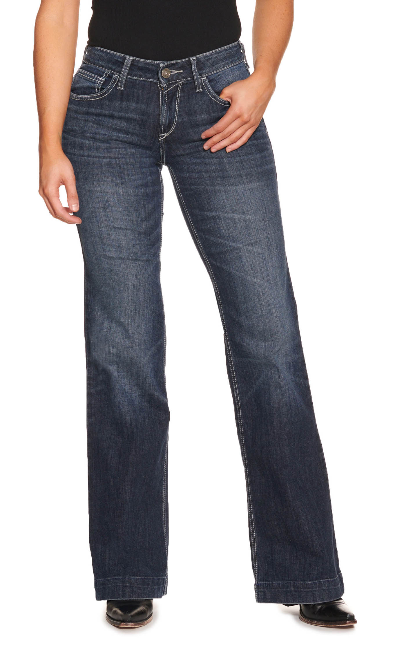 Ariat Women's Aisha Missouri Dark Wash Trouser Leg Jeans - Image 1