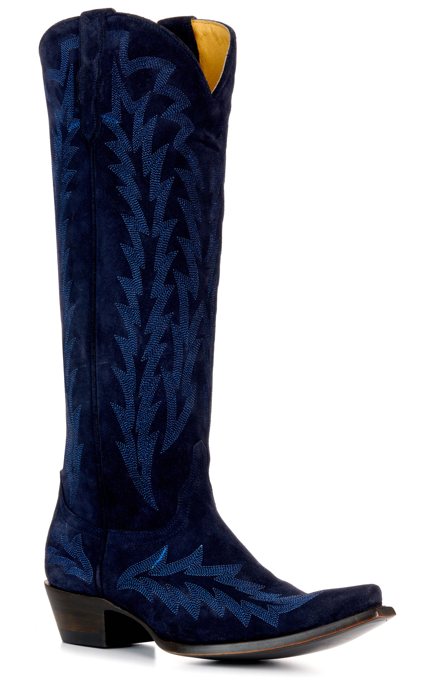 JRC & Sons Ladies’ Indigo Nancy Suede Leather Tall Snip Toe Cowboy Boots - Image 1