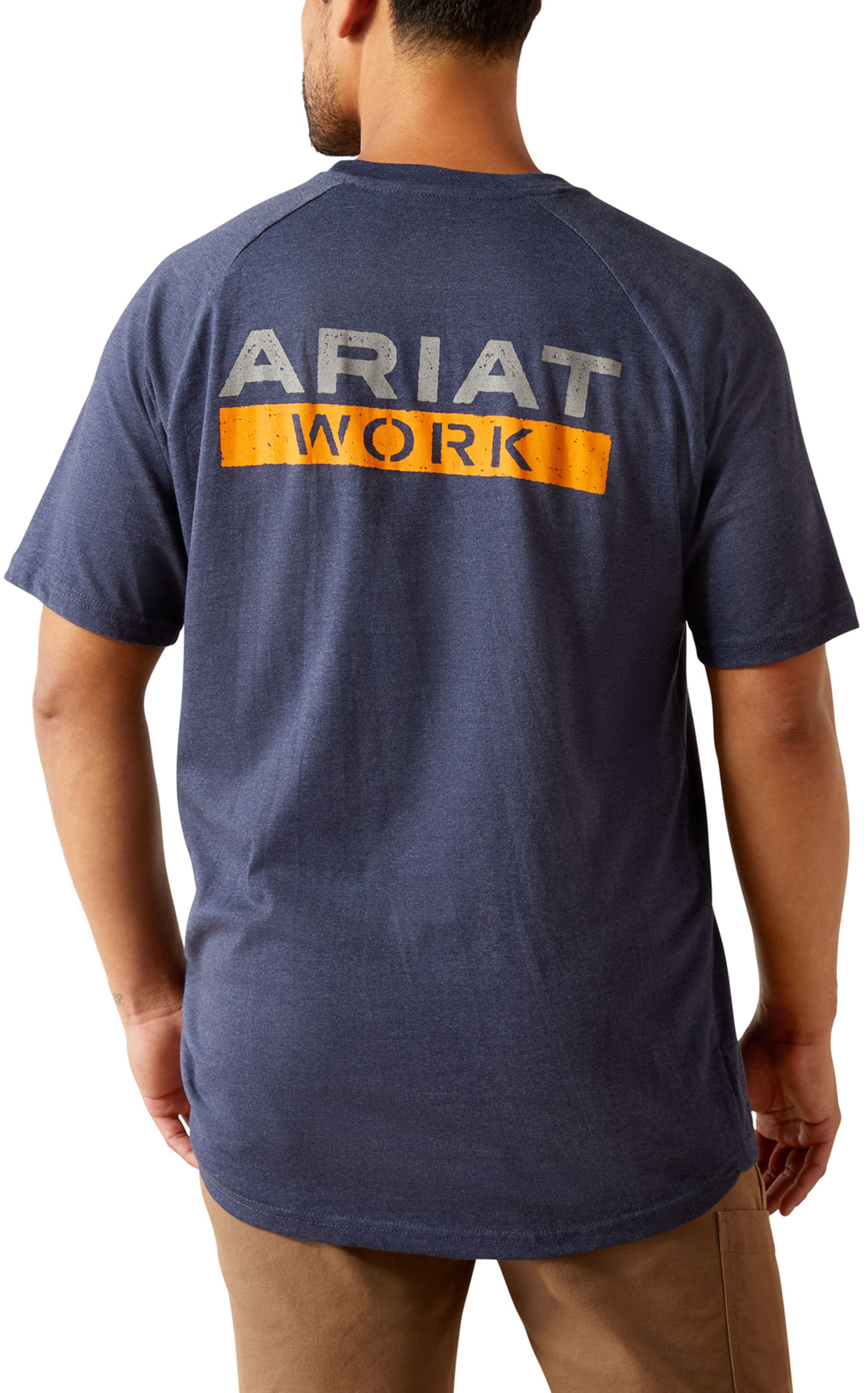 Ariat Rebar Men's Navy Heather Logo Graphic Work T-Shirt - Image 4
