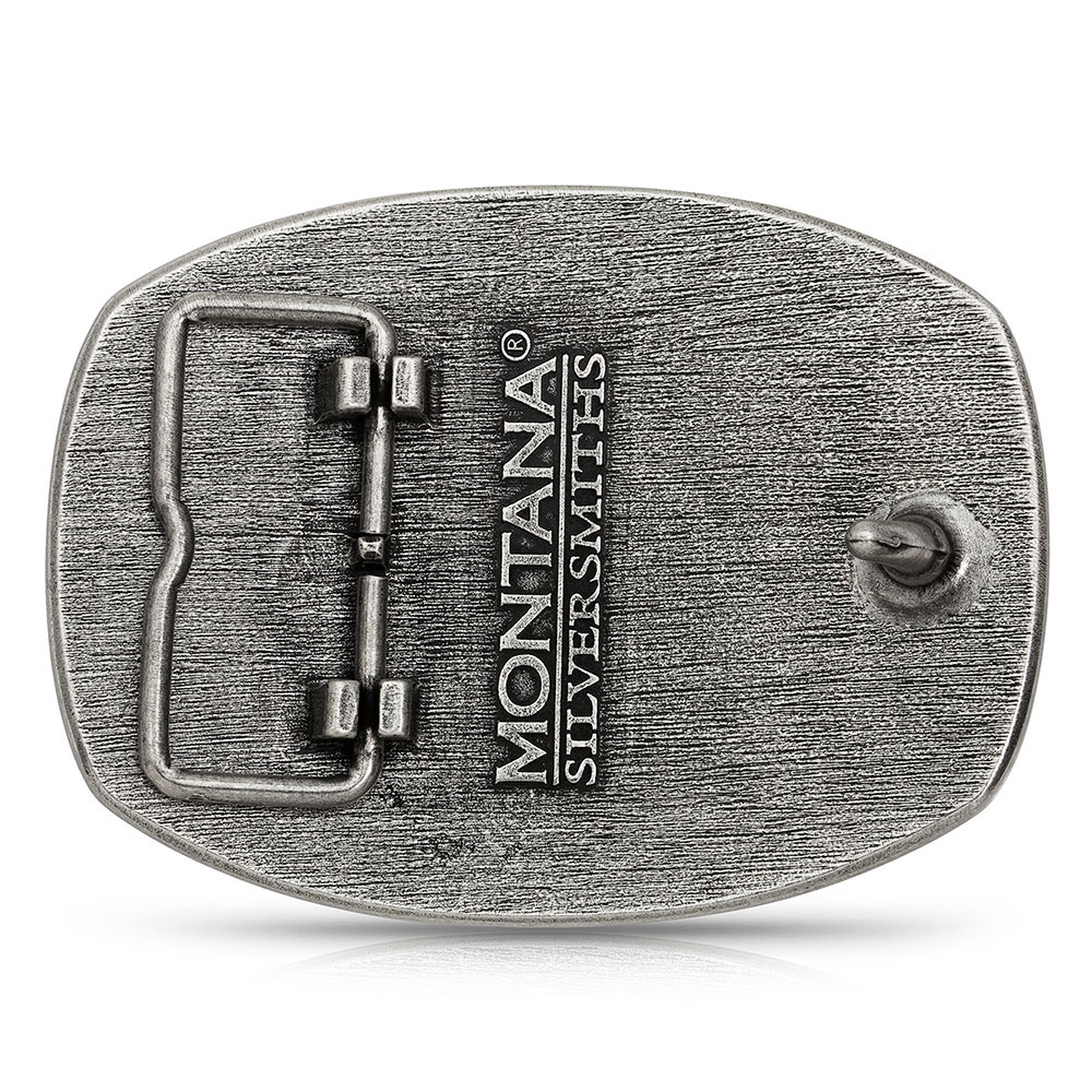 Montana Silversmith Attitude Silver Deer Flag Belt Buckle - Image 1