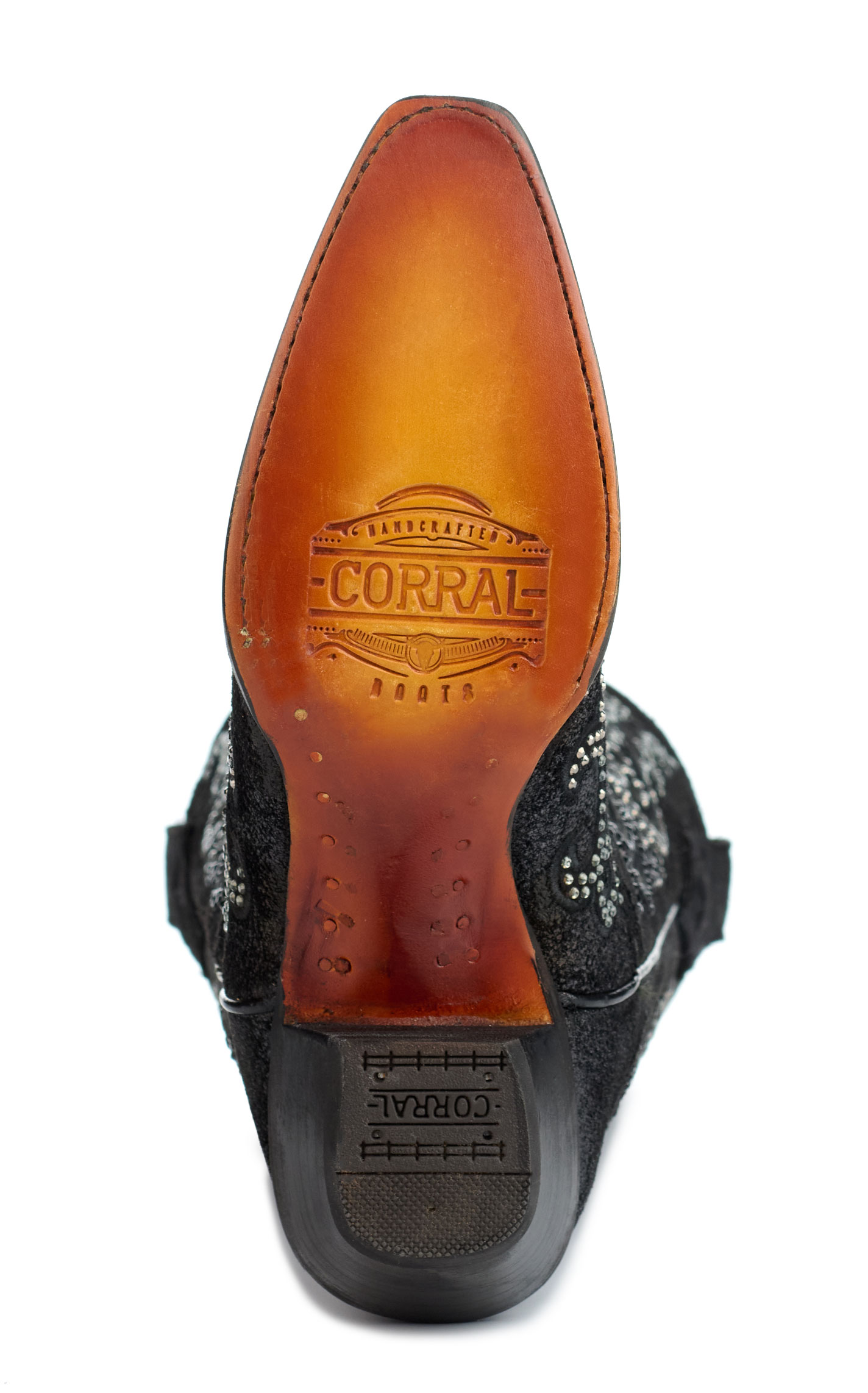 Corral Women's Black with Crystals Snip Toe Tall Cowboy Boots - Image 1