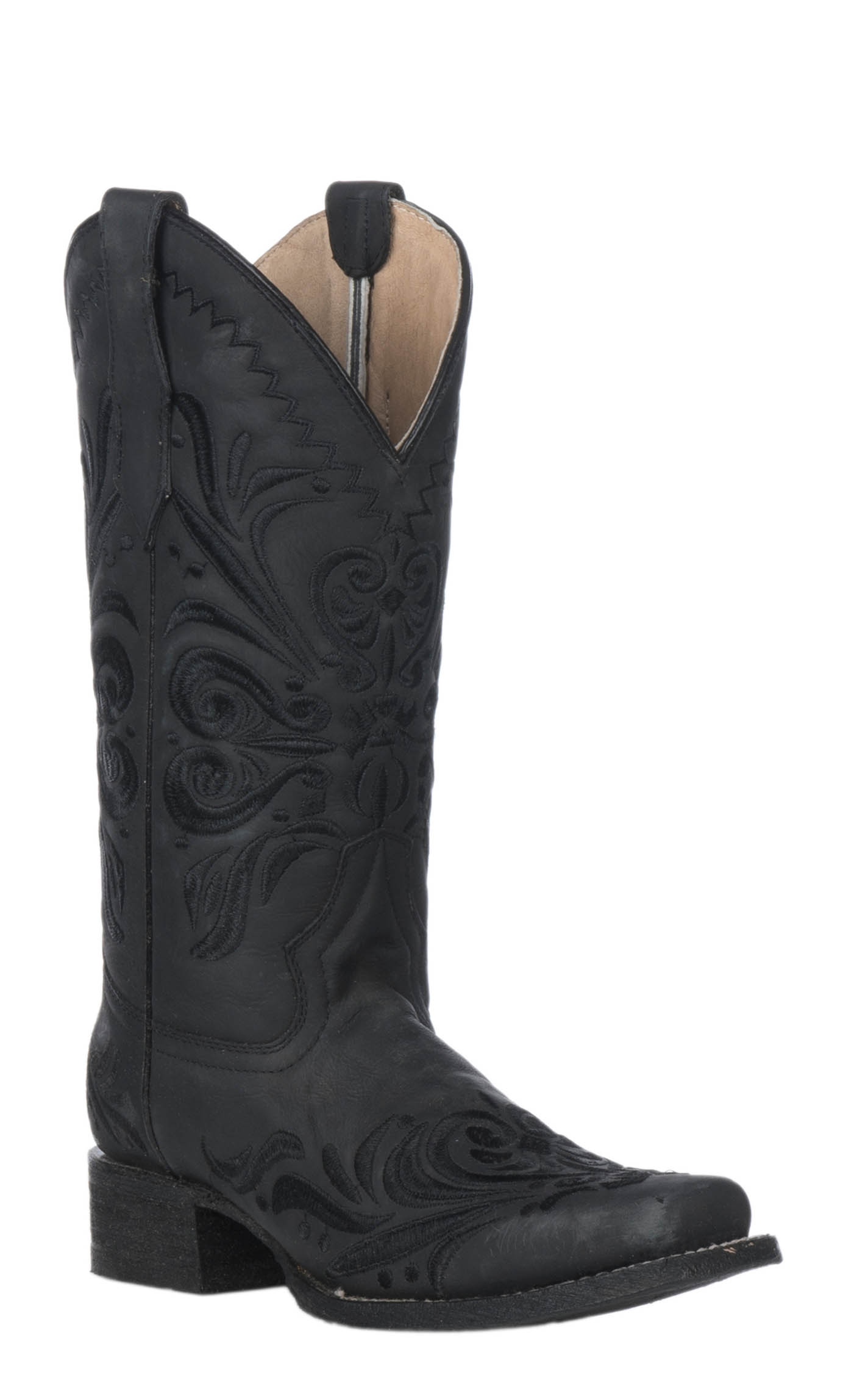 Circle G by Corral Women's Black with Black Filigree Embroidery Square Toe Cowboy Boot - Image 1