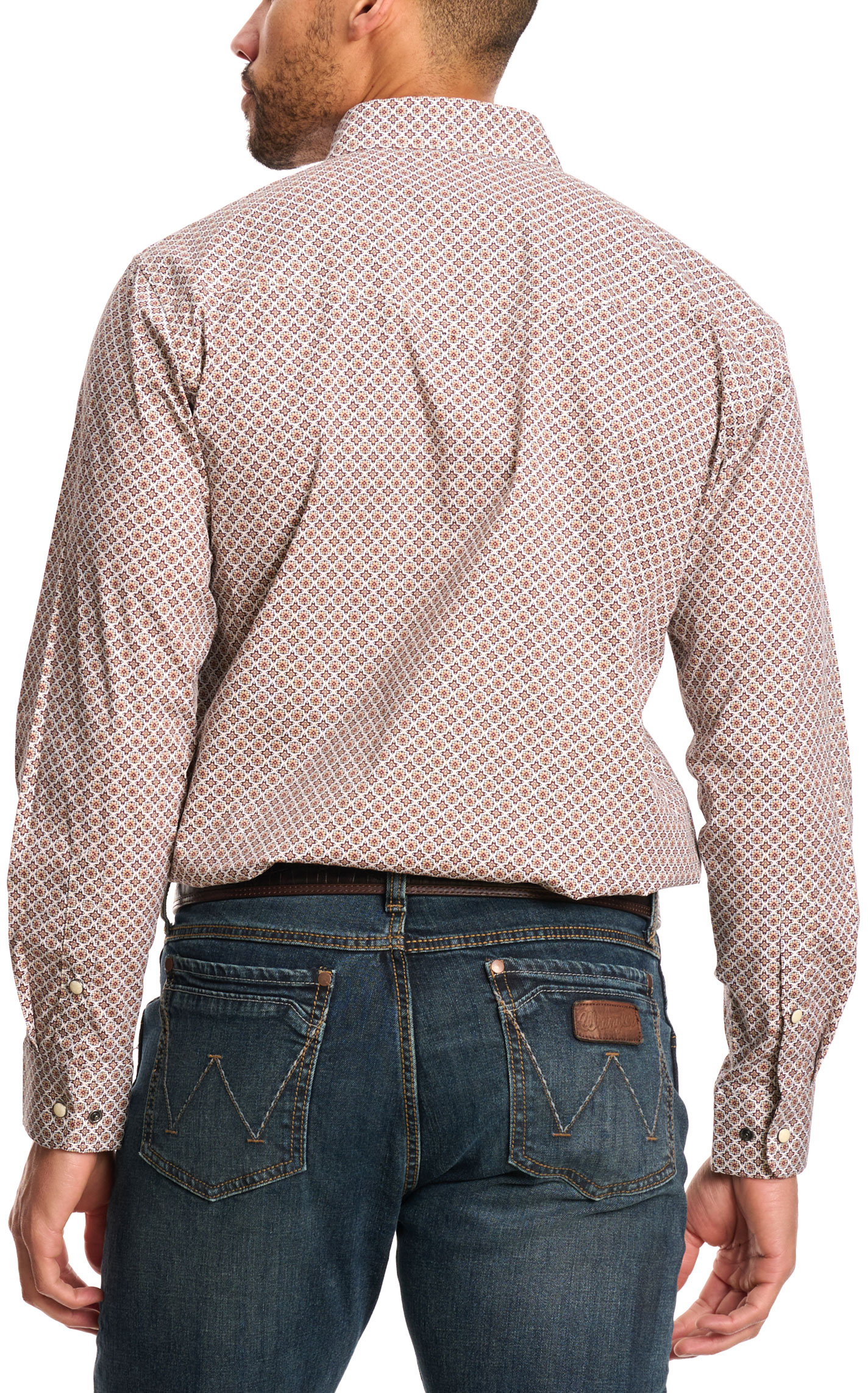 Rafter C Men's ProFlex45 Brown Sugar Geo Print Western Shirt - Image 1