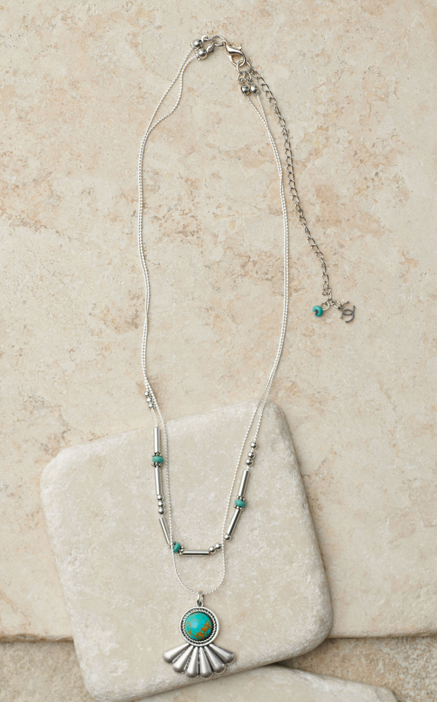 Cowgirl Confetti Silver & Turquoise Double Strand Perfectly Mine Necklace - Image 1