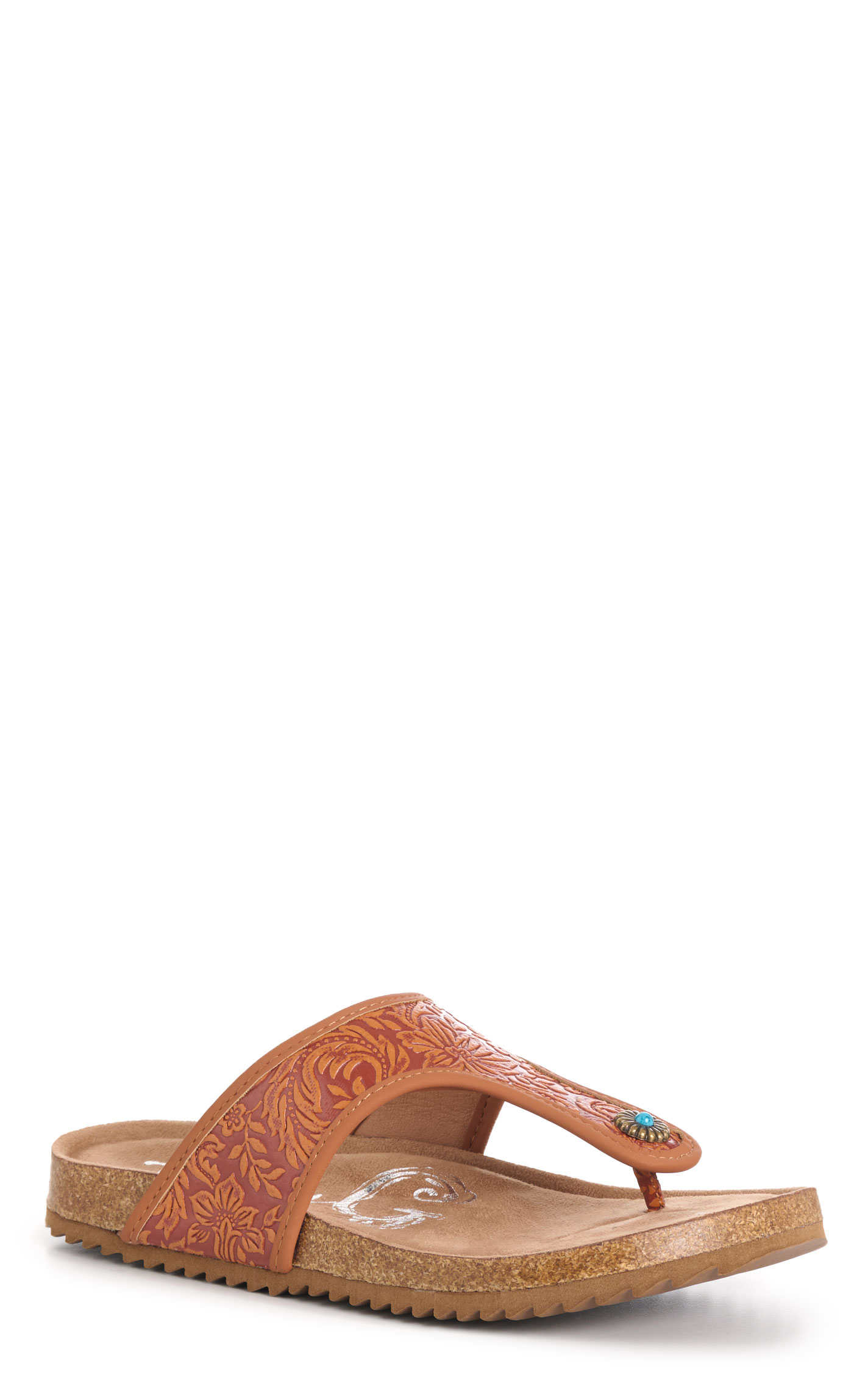 Very G Women’s Brown and Rust Danni Embossed Faux Leather Slip On Sandals - Image 1