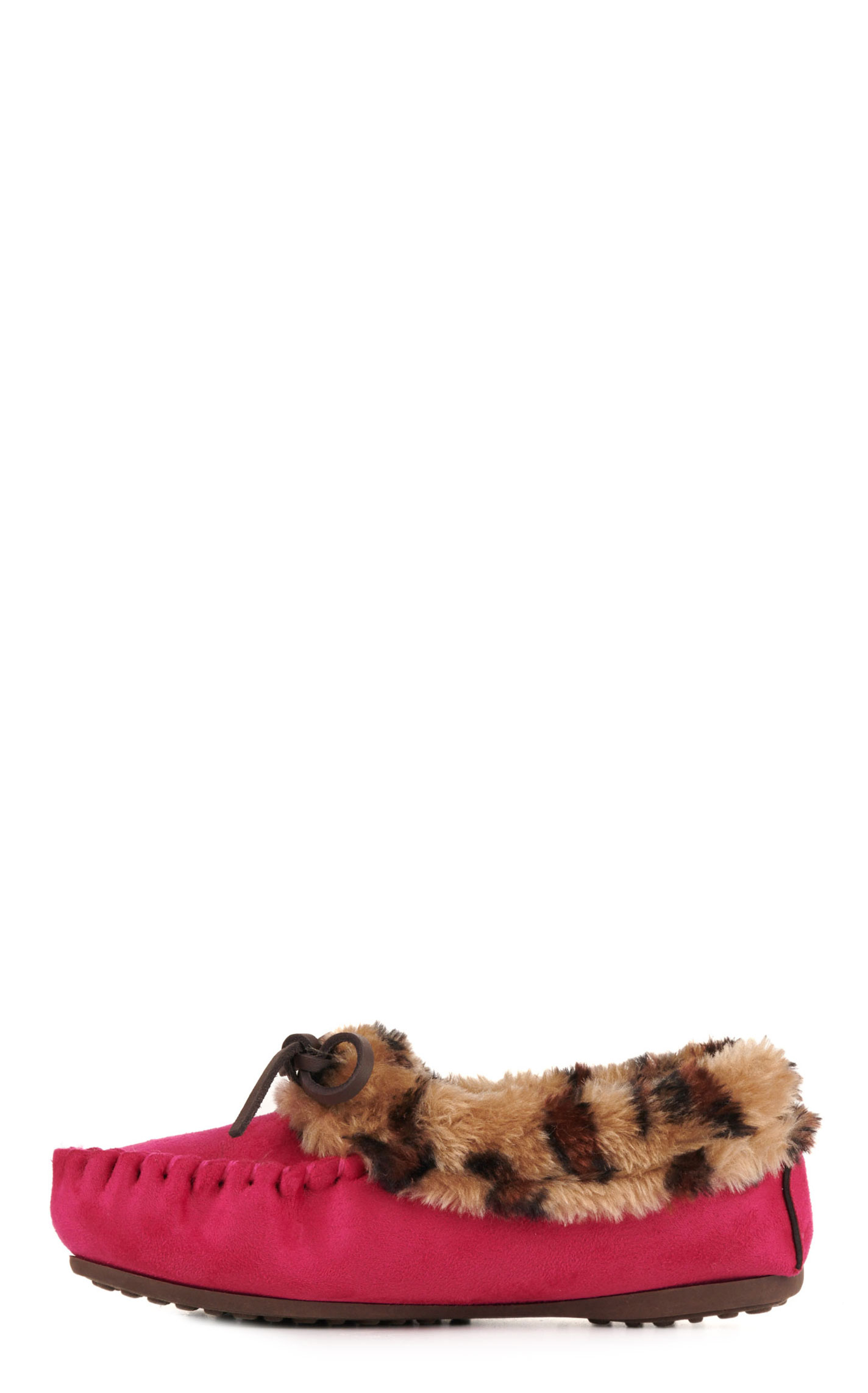 Blazin Roxx Girls Cher Hot Pink with Leopard Shearling Moccasin Slipper - Image 1