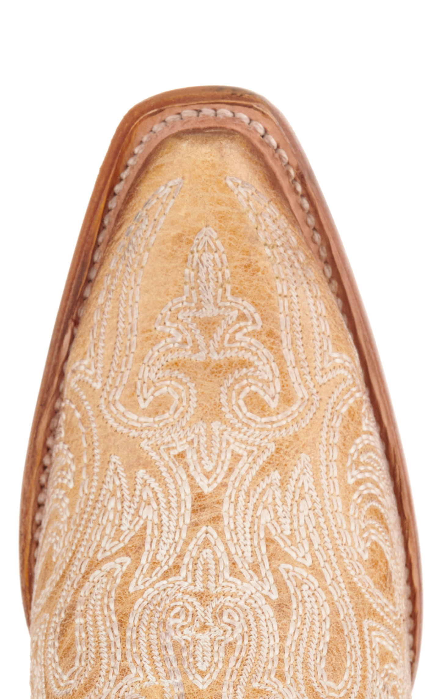 Corral Women's Straw Brown with Luminescent Embroidery Snip Toe Cowboy Boots - Image 1