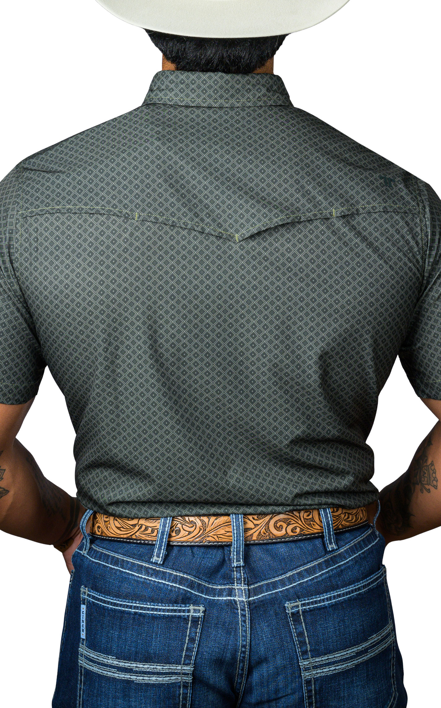 Ferrell Men's Sage & Forest Geo Print Western Shirt - Image 1