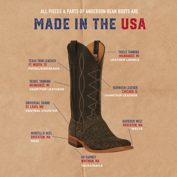 Anderson Bean Men's Granite Safari Elephant and Black Square Toe Exotic Cowboy Boots - Image 1