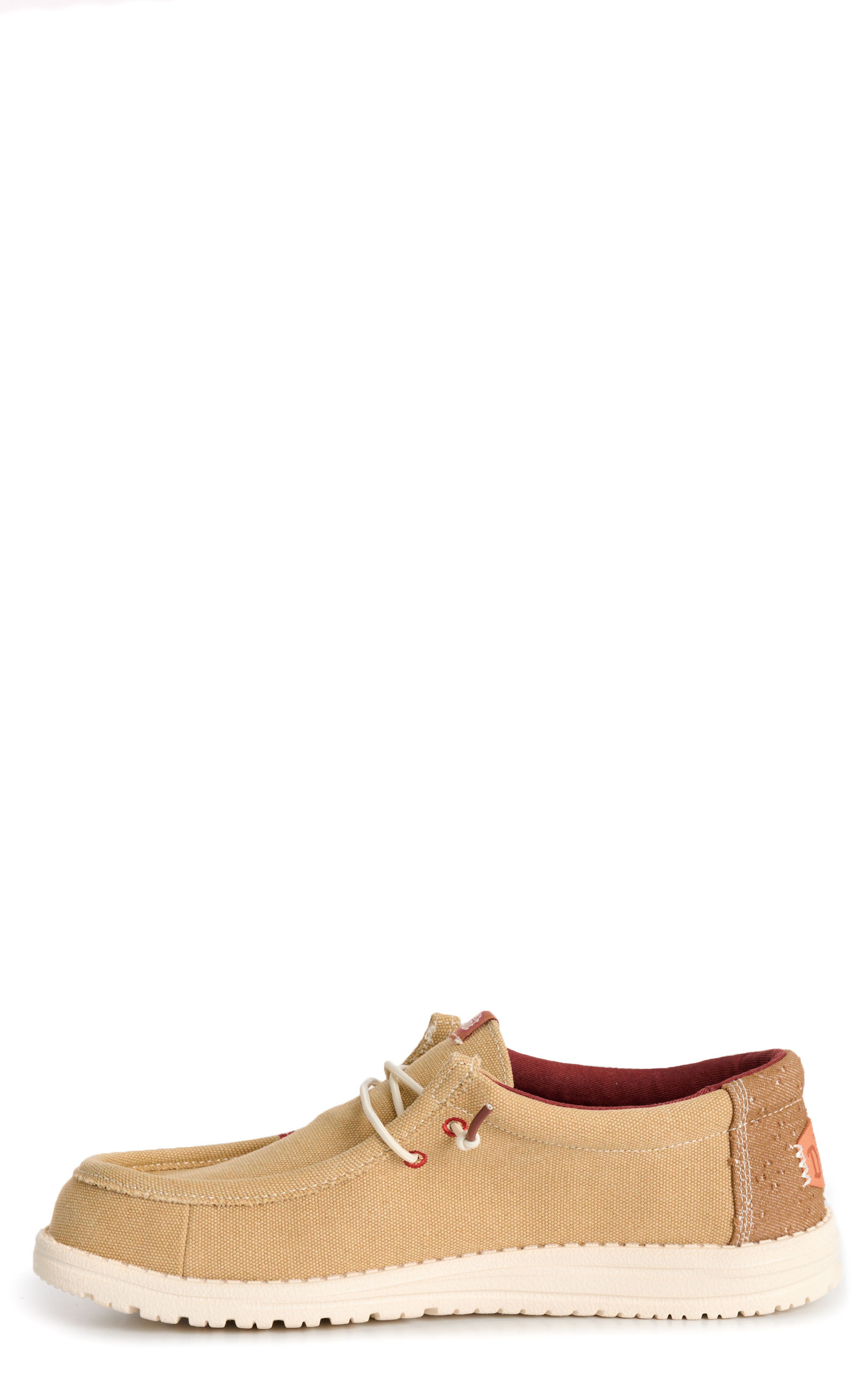 Hey Dude Men’s Wally Tan & White Lace Up Moc Toe Casual Shoes - Image 1