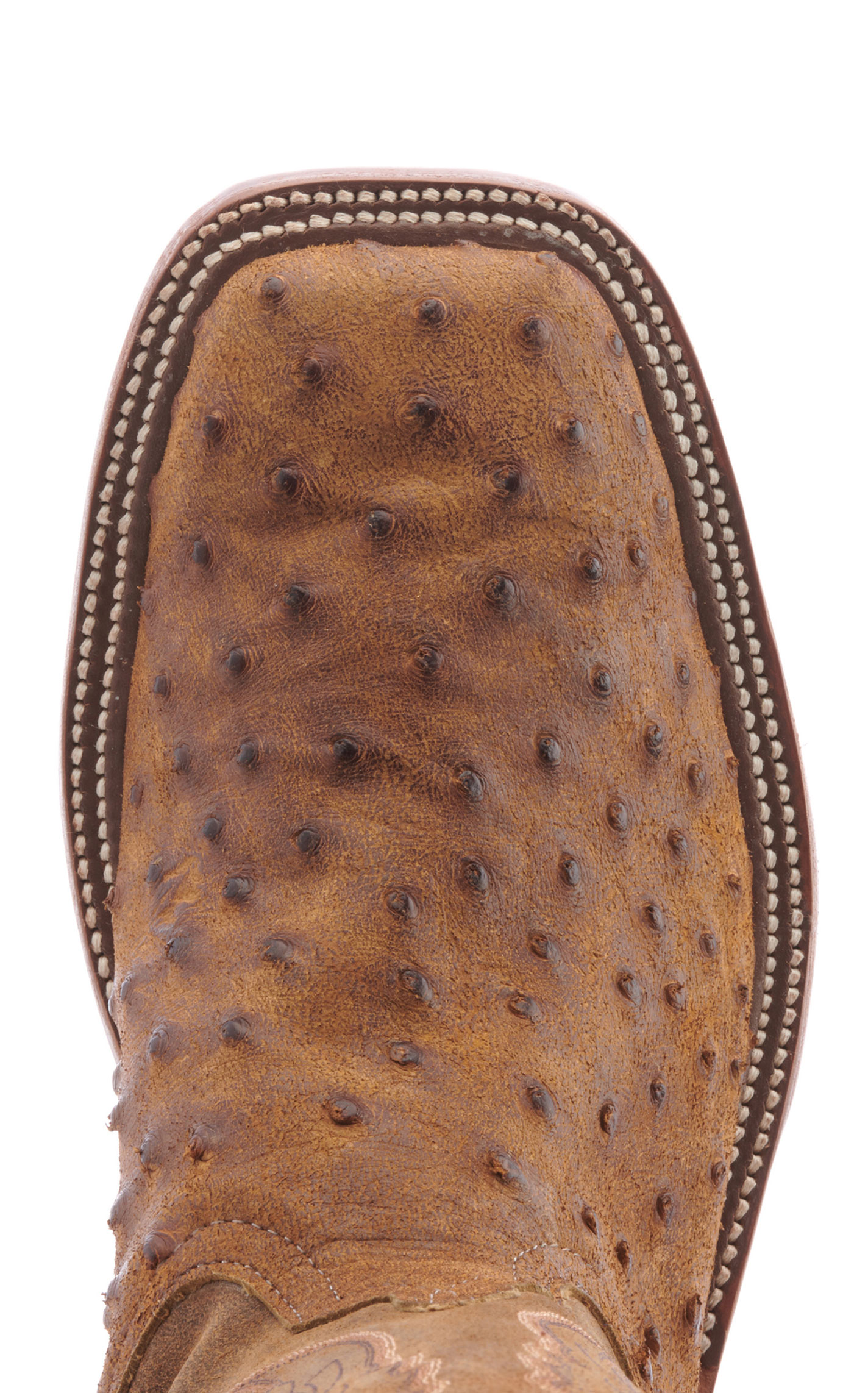 Anderson Bean Men's Tan Full Quill Ostrich with Black Hybrid Sole Square Toe Cowboy Boots - Image 1